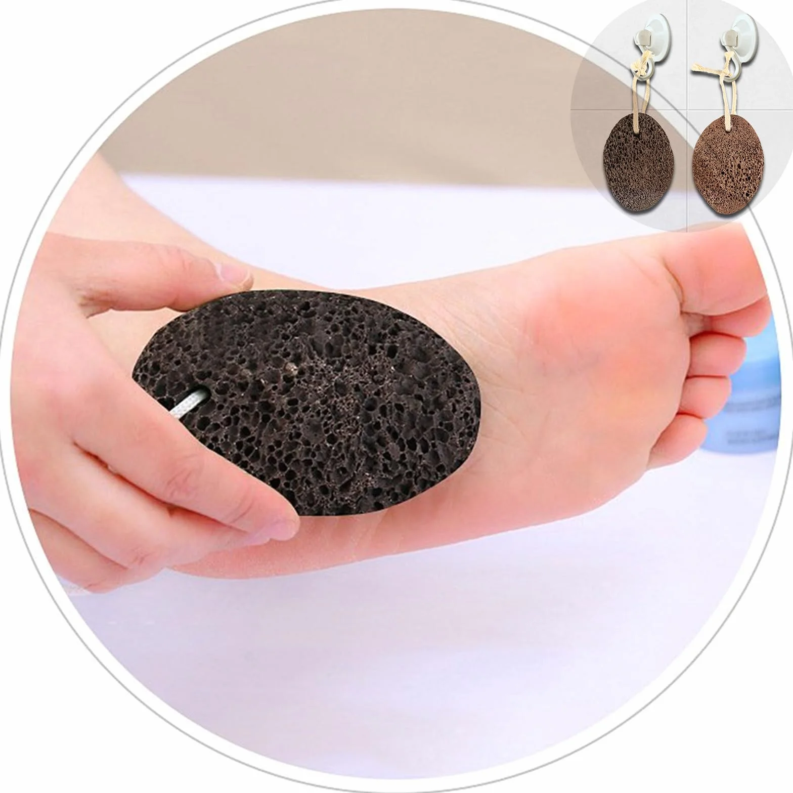 PHOGARY Naturalny kamień pumeksowy do stóp - Wulkaniczny pumeks do pedicure - Czarny