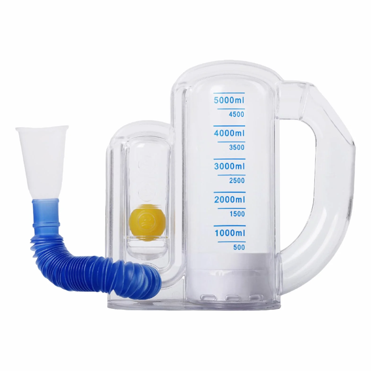 Incentive Spirometer Adult, trener płuc ze wskaźnikiem przepływu powietrza, 5000 ml, trenażer oddychania dla mężczyzn, kobiet, seniorów, przenośny przyrząd do oddechu, domowa rekonwalescencja, 19 x 15