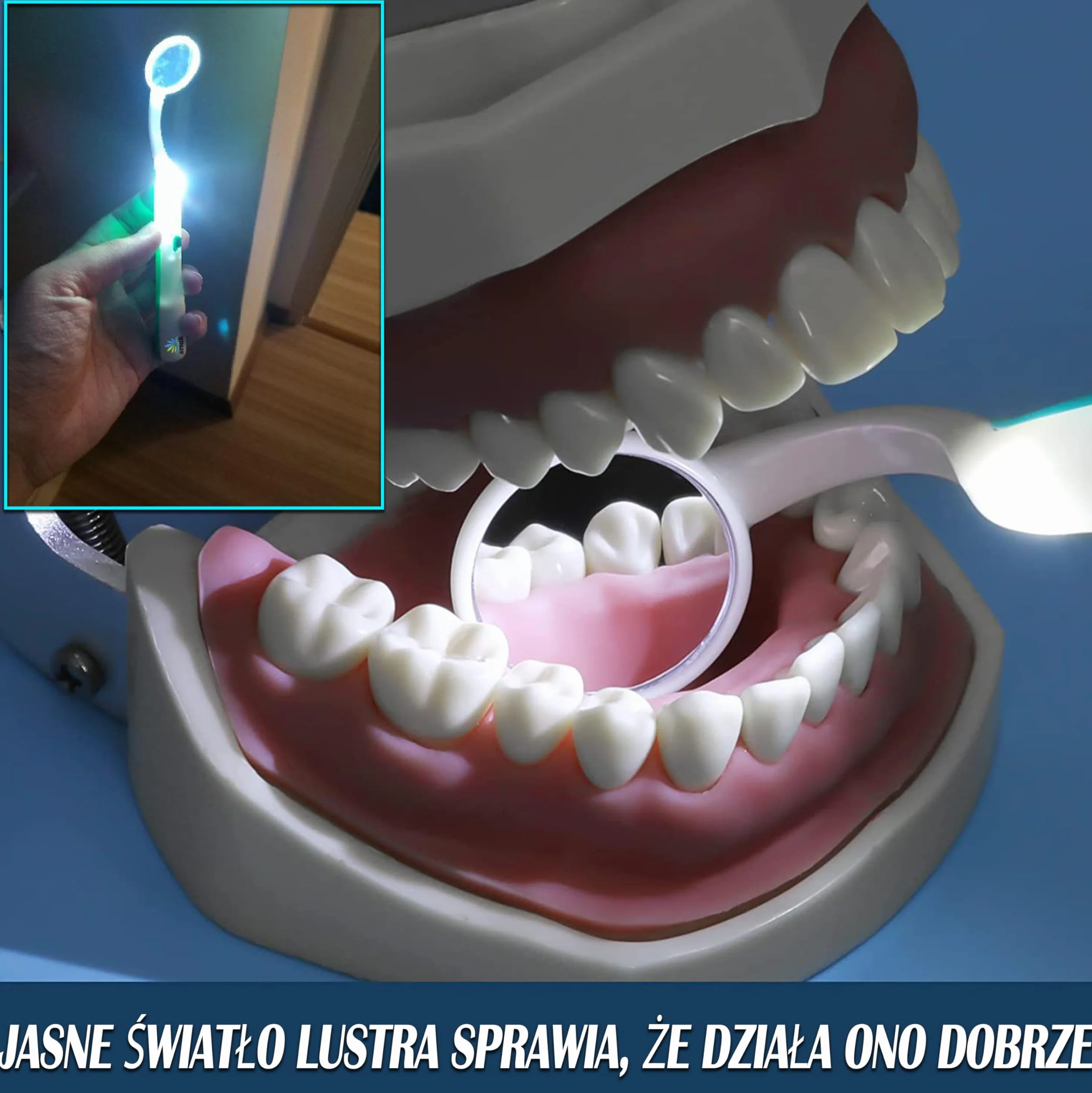 ARSUK Lusterko dentystyczne ze światłem przeciwmgielnym, lusterko dentystyczne LED do kontroli zębów, pielęgnacja jamy ustnej, 5,90 cala (15 cm) niebiesko-zielone opakowanie 2 szt.