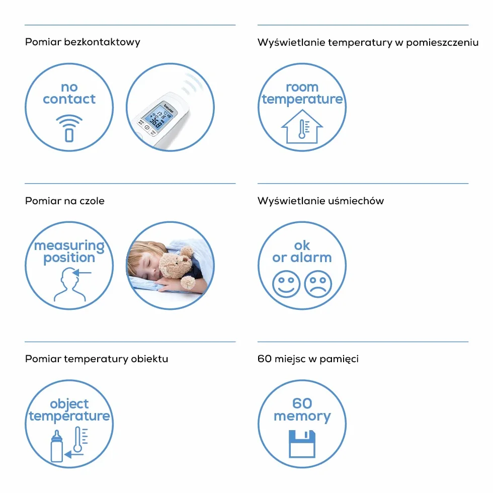 Beurer FT 90 Bezdotykowy termometr na podczerwień dla niemowląt i dorosłych