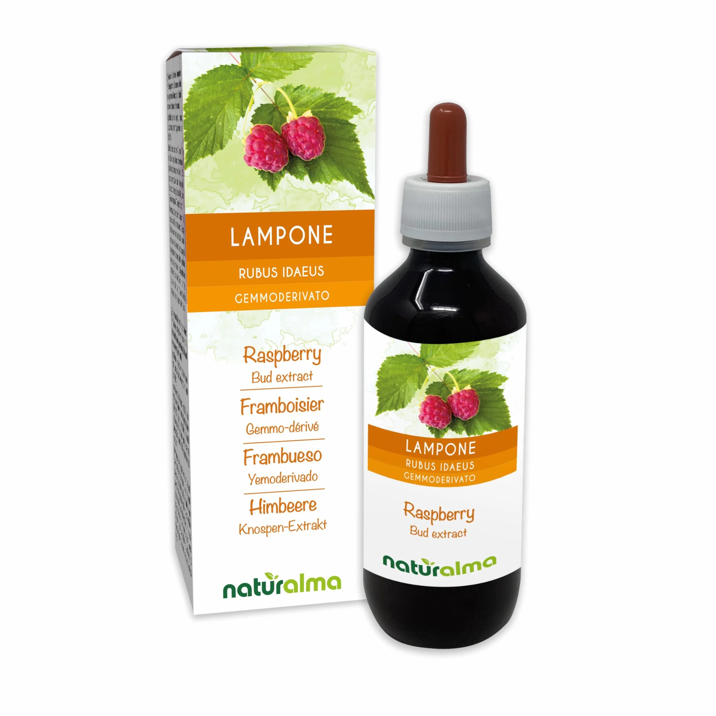 Malina (Rubus idaeus) Bezalkoholowy ekstrakt ze świeżych pączków Naturalma - Płynny ekstrakt w kroplach 200 ml - Suplement diety - Wegański