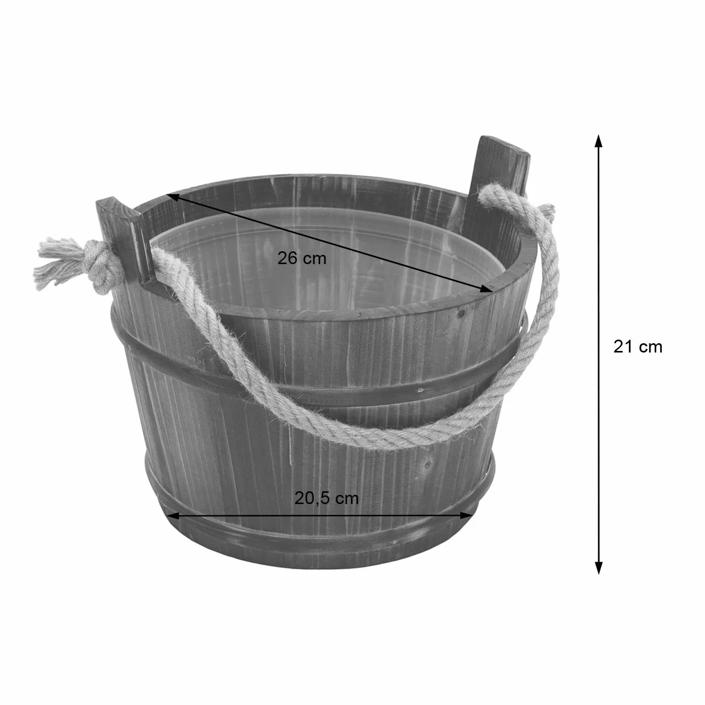 Mendler Donica do sauny z wkładką HWC-B26AM, akcesoria do sauny, wiadro do sauny, łyżka do zaparzania, drewno sosnowe 3,5 l – ciemnobrązowa