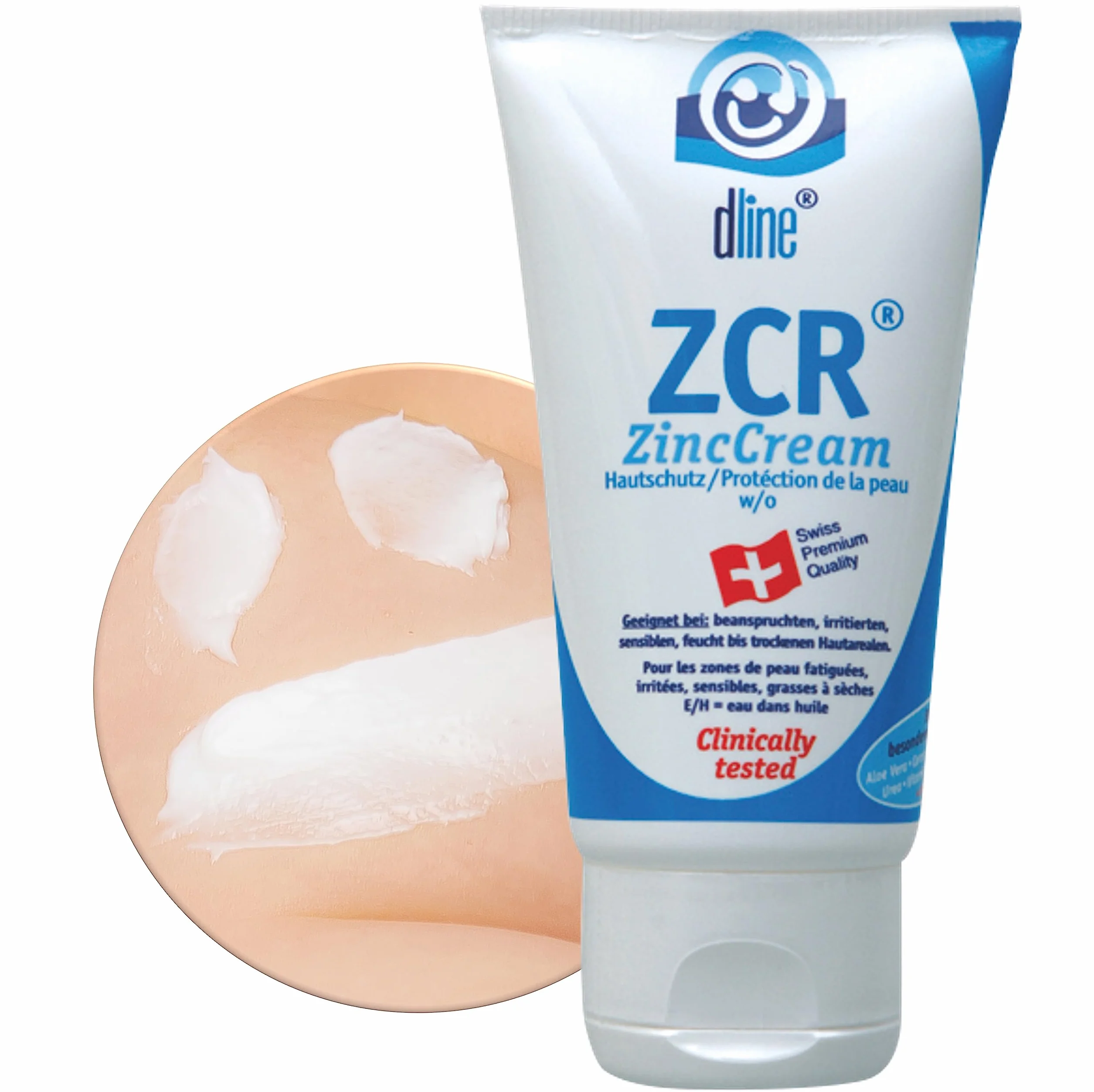 dline ZCR-ZincCream 50ml, für Pflege & Schutz trockener irritierter sensibler mazerierter Haut, reichhaltige dreiphasige Zinkcreme, w/o, Lipide 33%, Tube (1 x 50 ml)