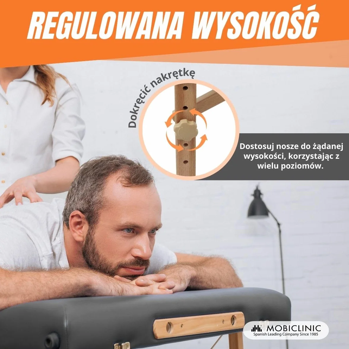 Mobiclinic® Łóżko do Masażu Składane 186x60 cm Czarny Drewno Przenośne