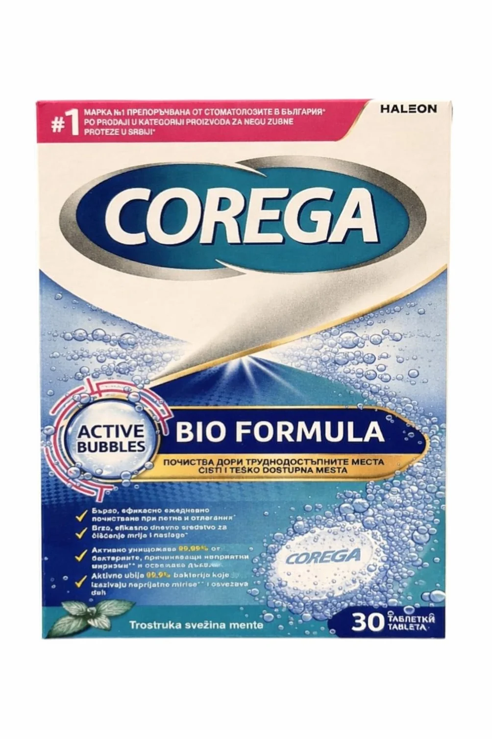 Corega Tabletki wybielające do czyszczenia protez, 30 szt., Bio Formuła
