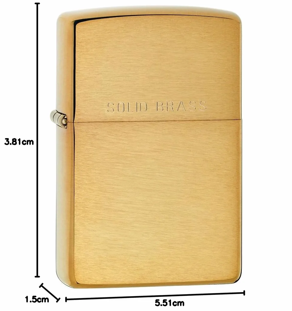 Zippo Wiatroszczelna zapalniczka - szczotkowany mosiądz - złoty - wielokrotnego napełniania - pudełko prezentowe - wyprodukowano w USA