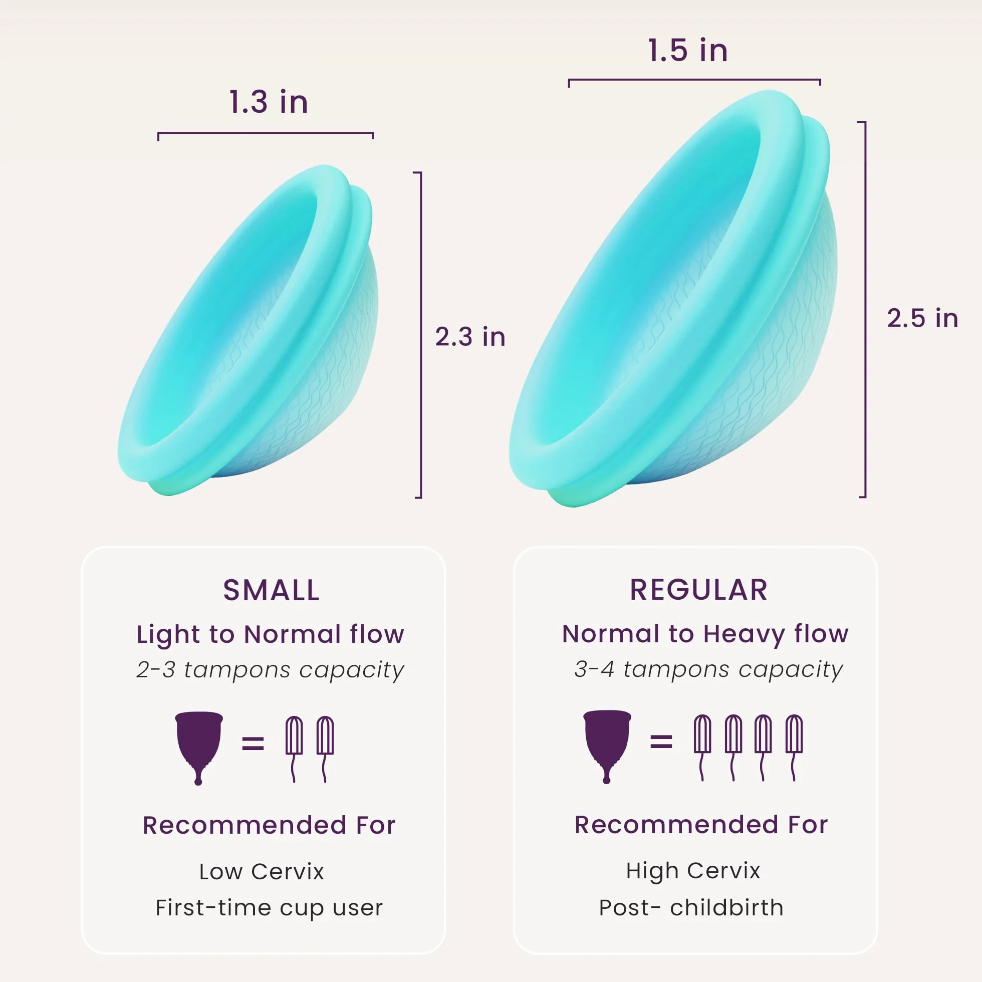 Ecoblossom Dysk menstruacyjny wielokrotnego użytku, zestaw 2 filiżanek menstruacyjnych, miękki dysk menstruacyjny dla kobiet, zaprojektowany z elastycznym, medycznym silikonowym kubkiem na okres (duży