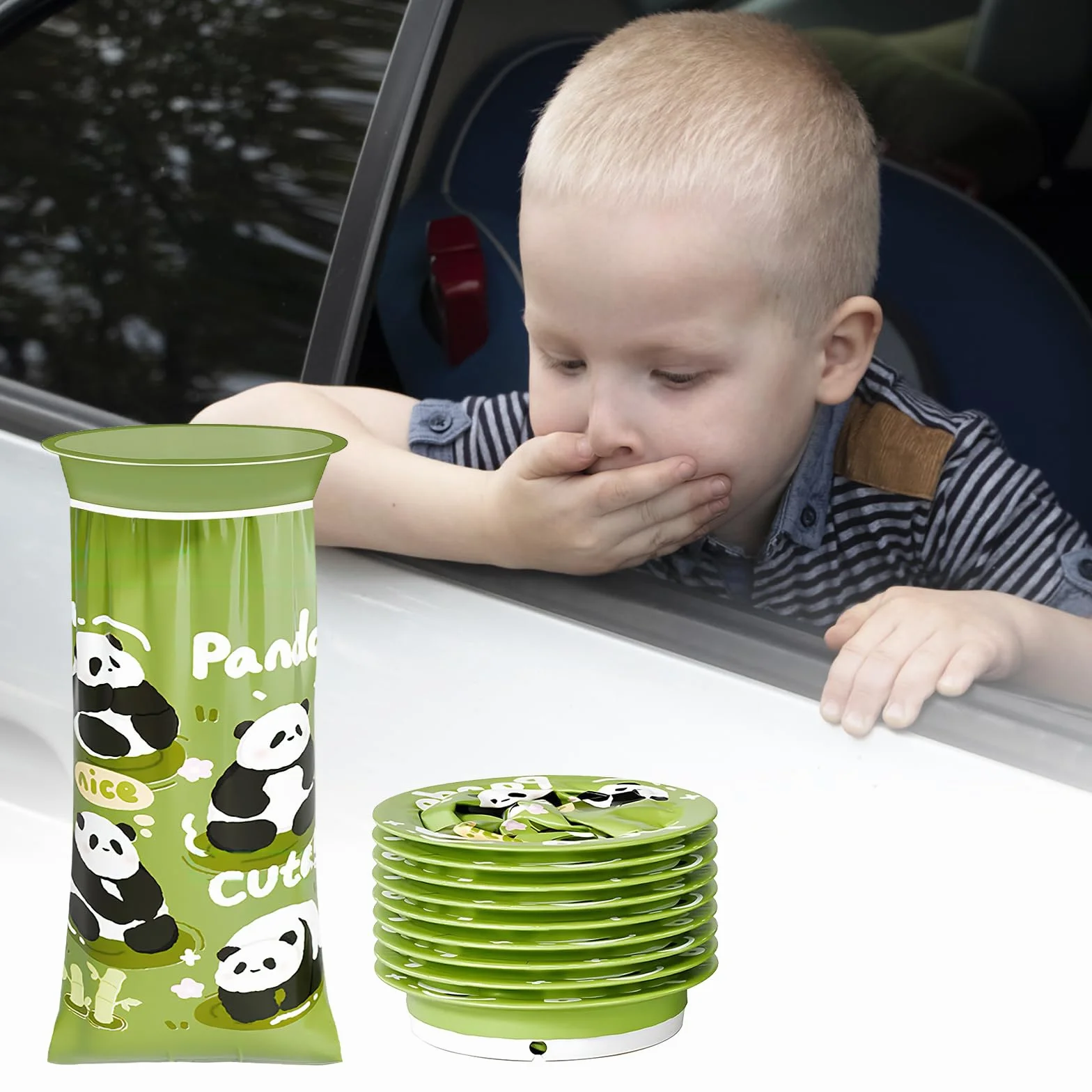 Worki na wymioty 10 sztuk, worki na wymioty do samochodu, worki na wymioty z pierścieniem, do użytku w samochodzie i w podróży (2000 ml)
