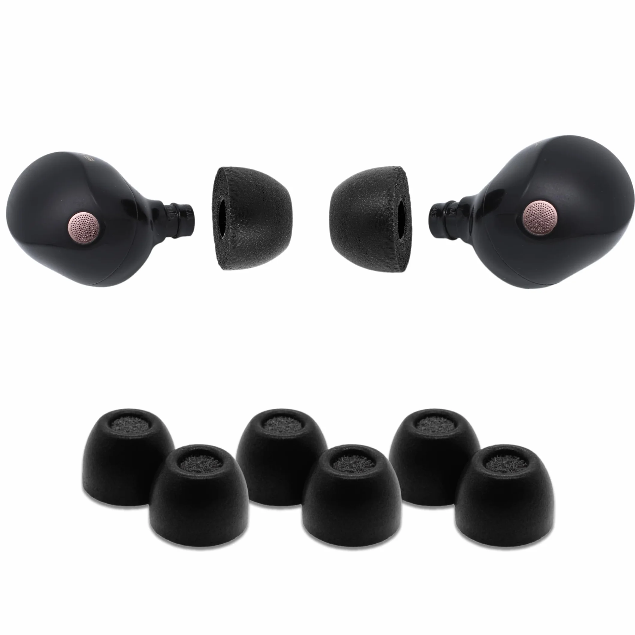 Comply Premium piankowe zatyczki do uszu, kompatybilne z Sony True Wireless XM5, XM4, Linkbuds S & C700N, rozmiar M, nowa wersja 2025 z narzędziem do czyszczenia, czarne, 3 pary, wyprodukowano w USA