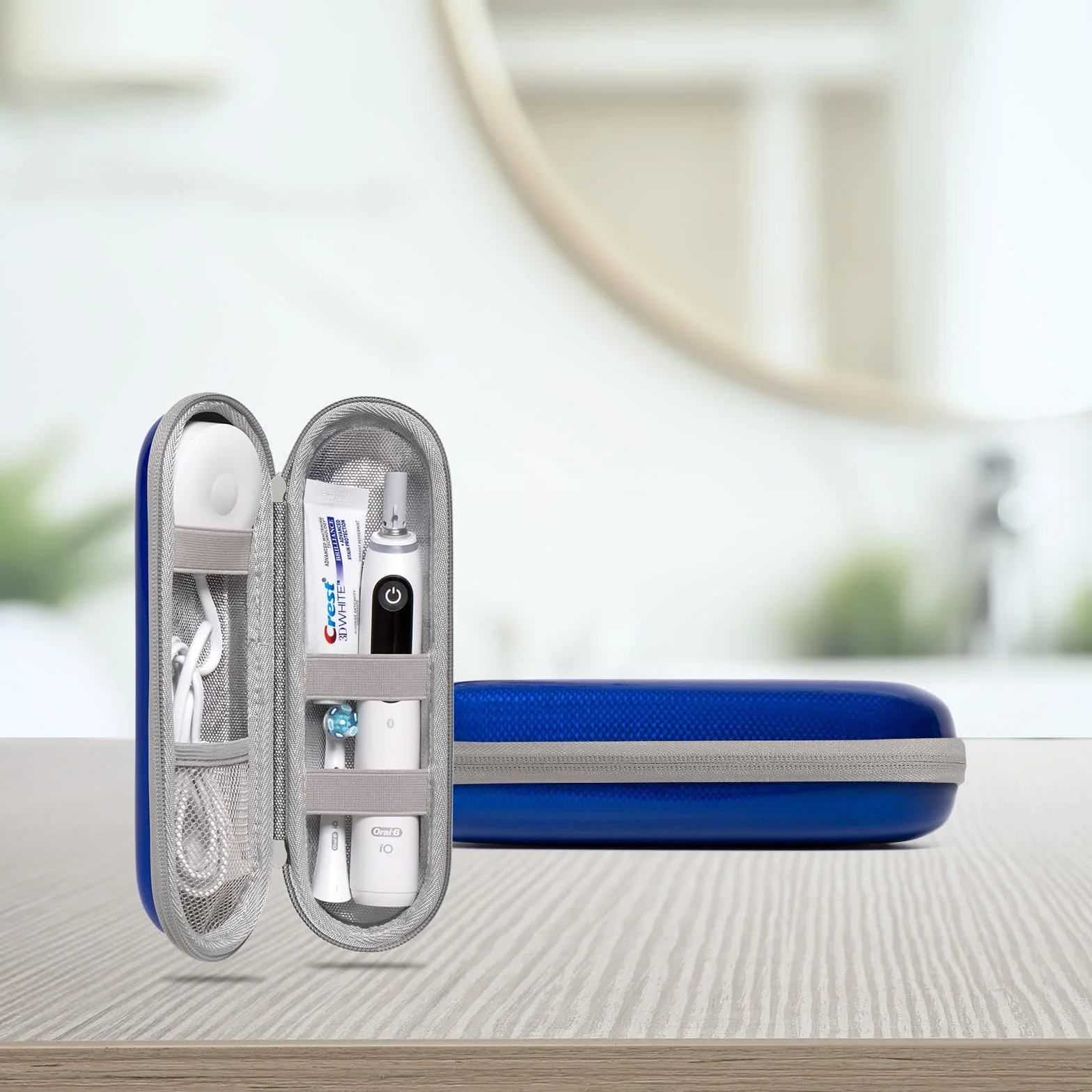 Twarda obudowa EVA do szczoteczki Oral-B iO, Pro, Smart Series, Philips Sonicare, niebieska, wodoodporna, odporna na wstrząsy