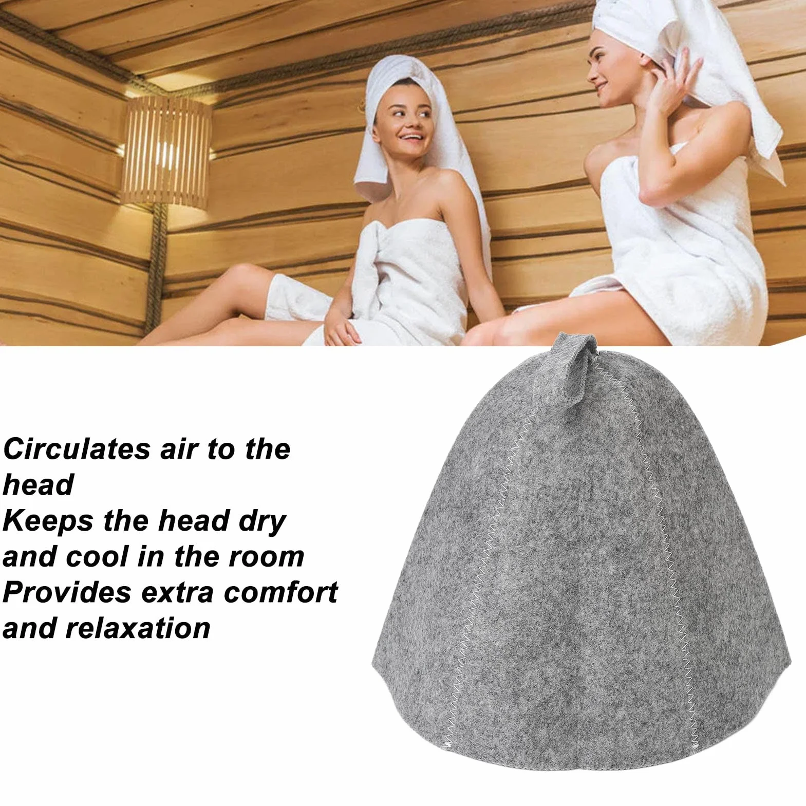 Sauna Filcowa Kapelusz Zestaw z Chłonnym podkładką do Kąpieli - Oddychające Akcesorium do Sesji Sauny - Unisex Portable Filc Hat & Pad dla Relaksu i Komfortu