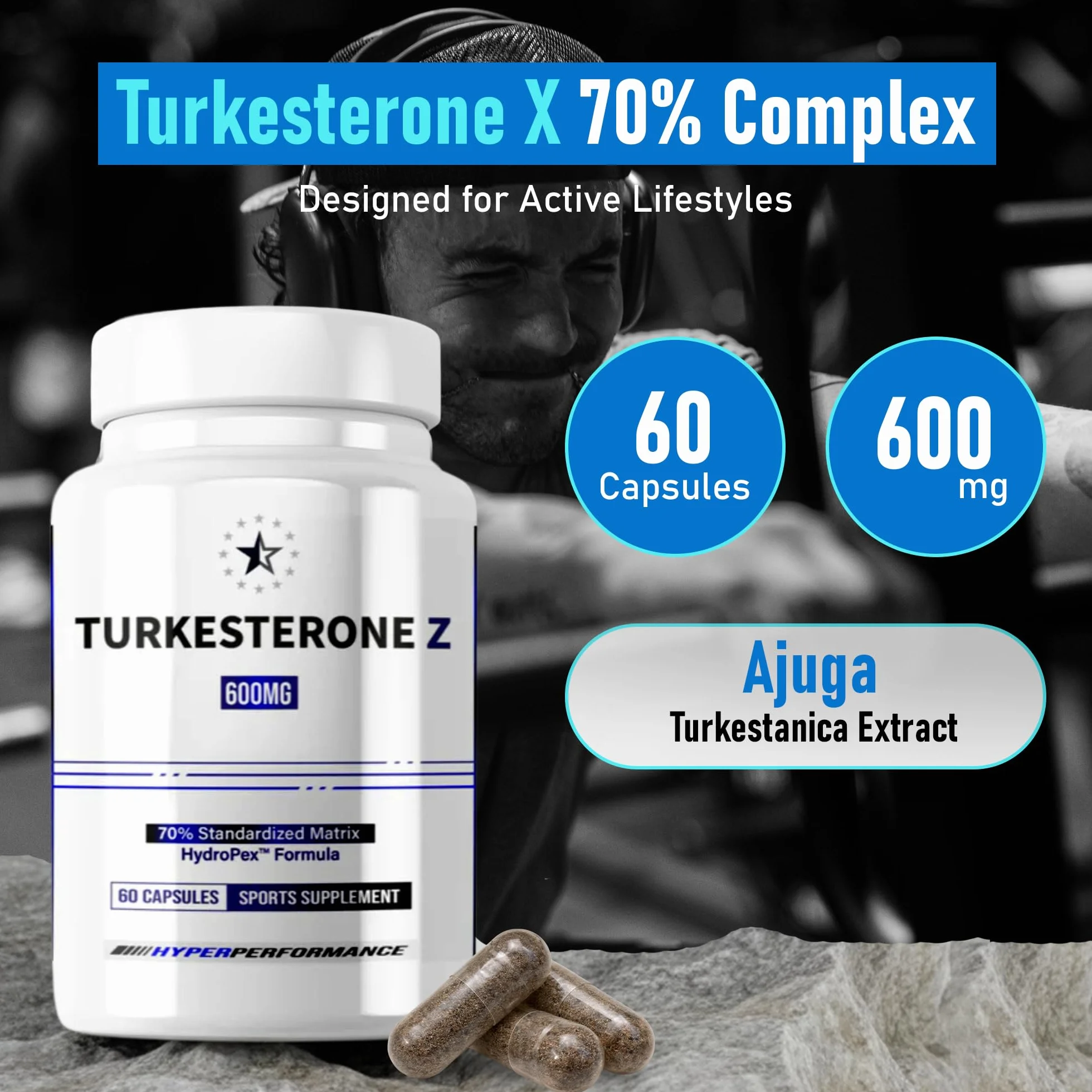Turkesterone Supreme 70% z HydroPex™ - kapsułki 60 V (600 mg) - Apex®