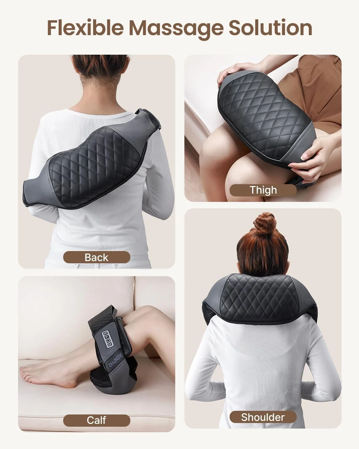 RENPHO Back Neck Massager with Heat Shiatsu Shoulder Deep Tissue Kneading Pain Relief Home Office