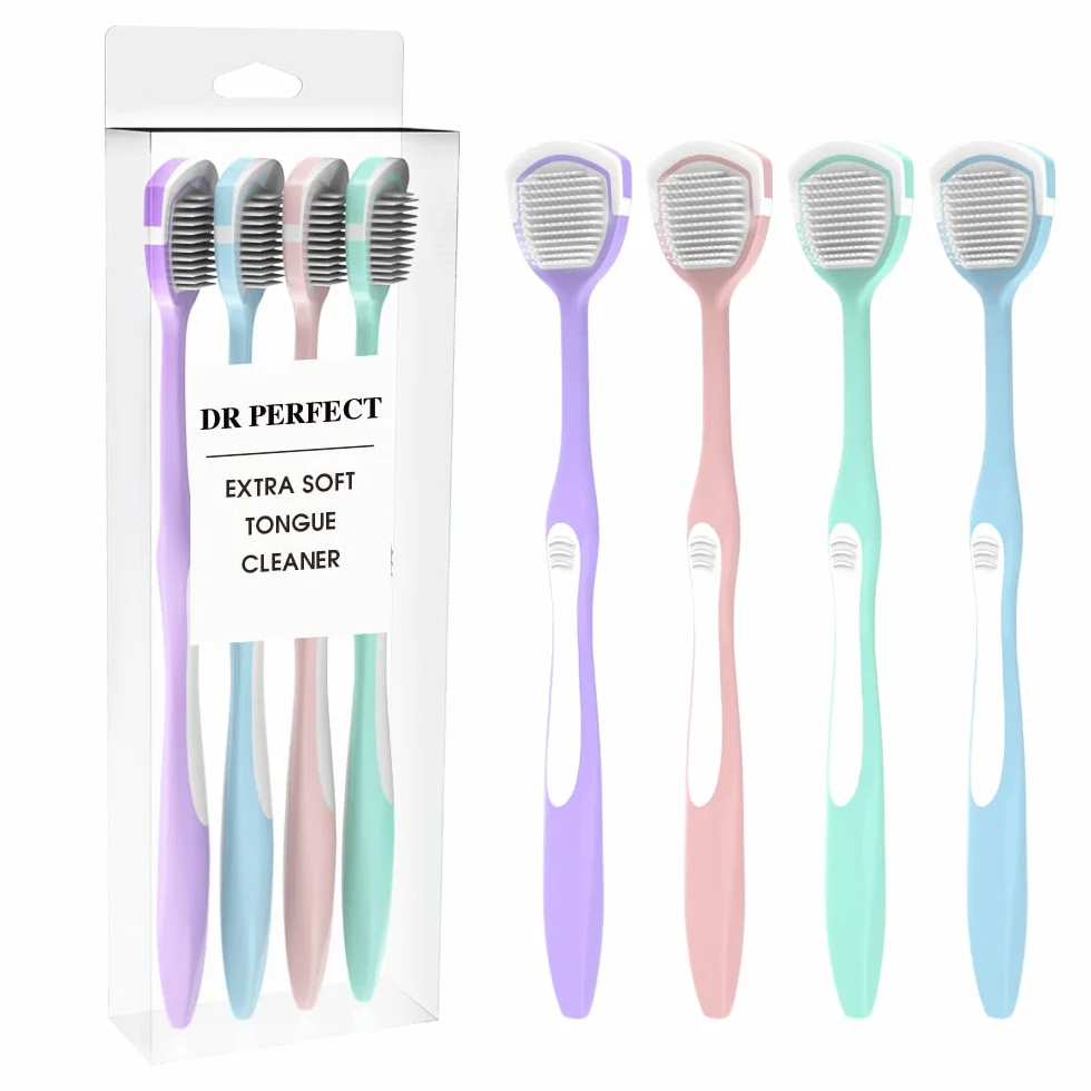 DR PERFECT Miękka szczotka do czyszczenia języka 4 szt.