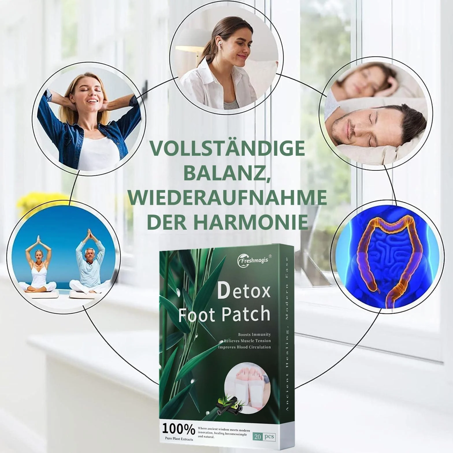 RYSEAB Plastrówki Detox dla Stóp, Ultra Detox, Naturalna Terapia Detoksykacyjna - 20 sztuk