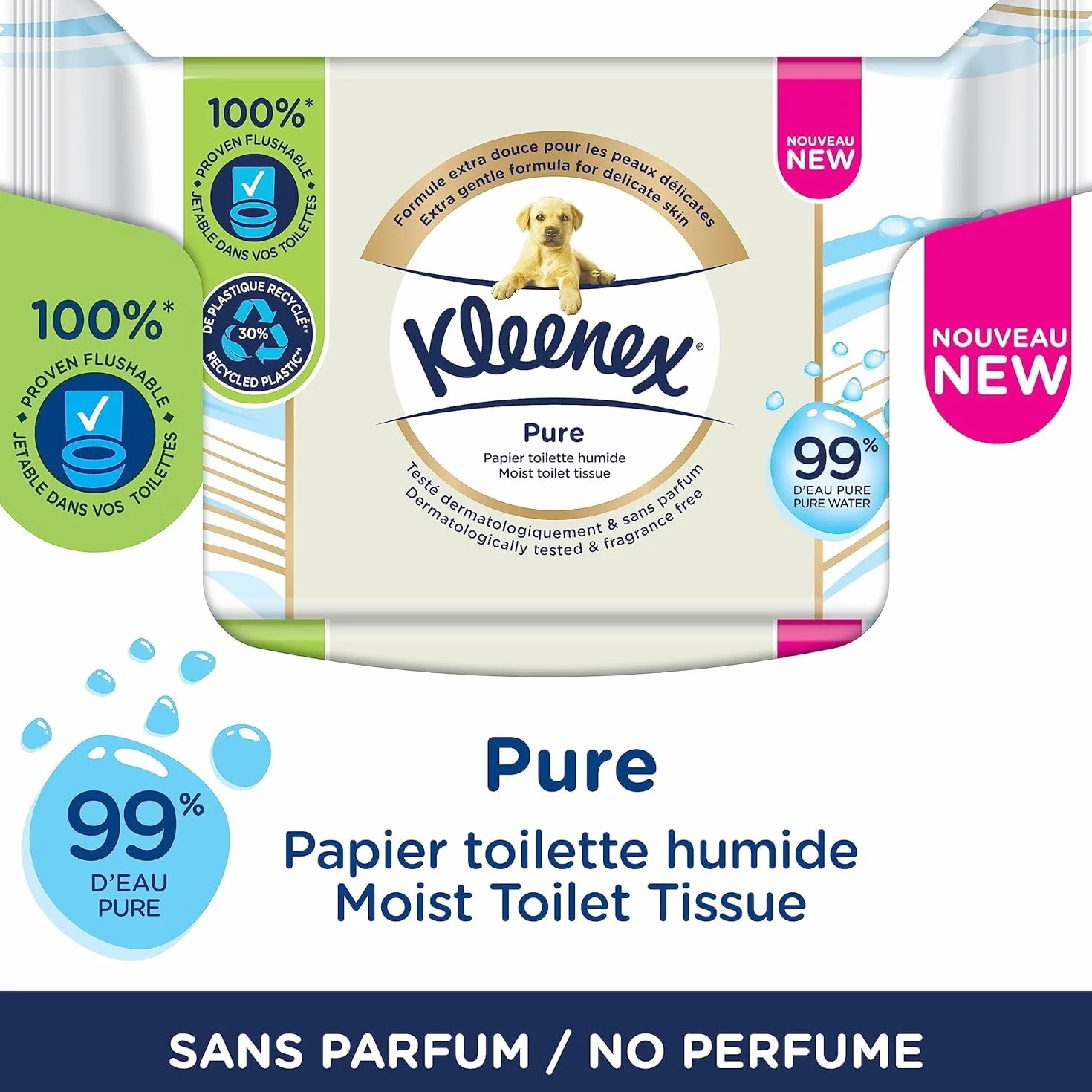 KLEENEX Mokry papier toaletowy 12 opakowań po 38 arkuszy podwójna grubość bez plastiku
