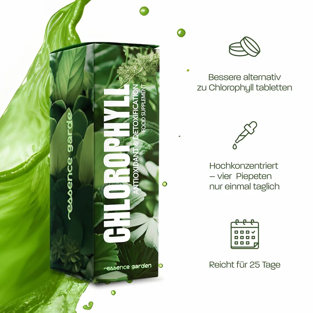 Chlorofil w kroplach 310 mg,Naturalny antyoksydant, Wysoka dawka, Detoks, Oczyszczenie organizmu, 25 porcji, Suplement diety w płynie, 50 ml
