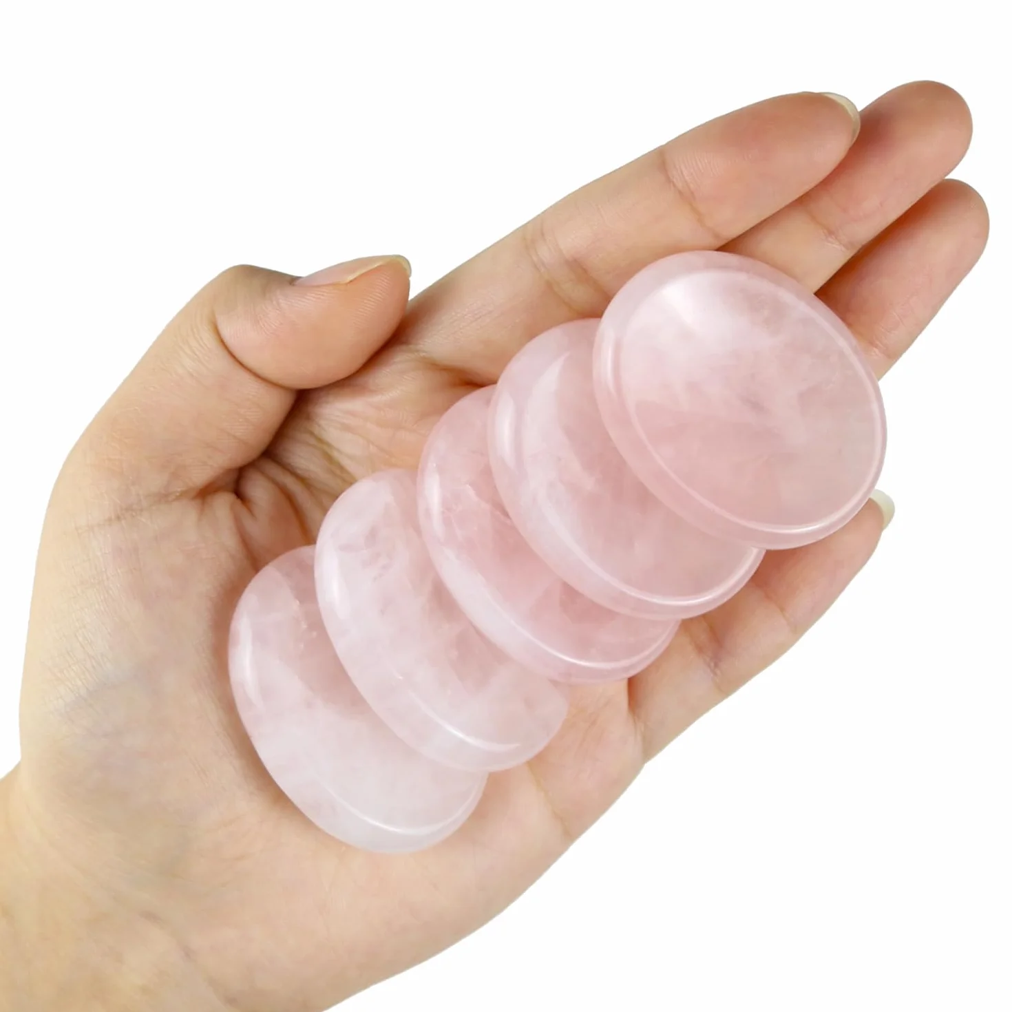 Worry Stones Kryształy kwarcu różowego,kryształy czakr i kamienie lecznicze,owalny kamień palmowy,kamień kciuka,kryształy dla początkujących,prezenty duchowe dla kobiet (1 szt.)