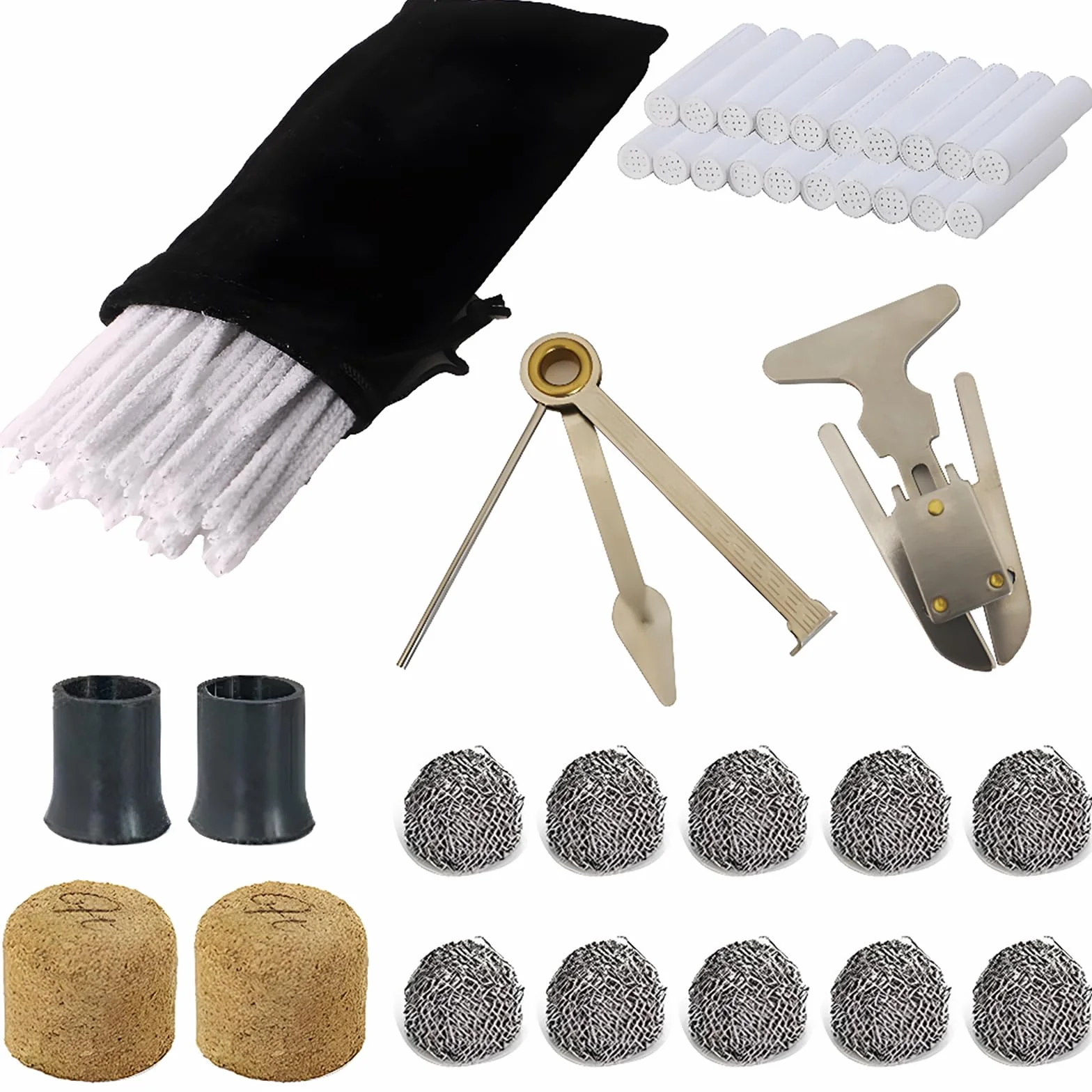 Zestaw akcesoriów do fajki 3 w 1, 80 środków do czyszczenia, 20 filtrów, 2 bity, 10 metalowych kul