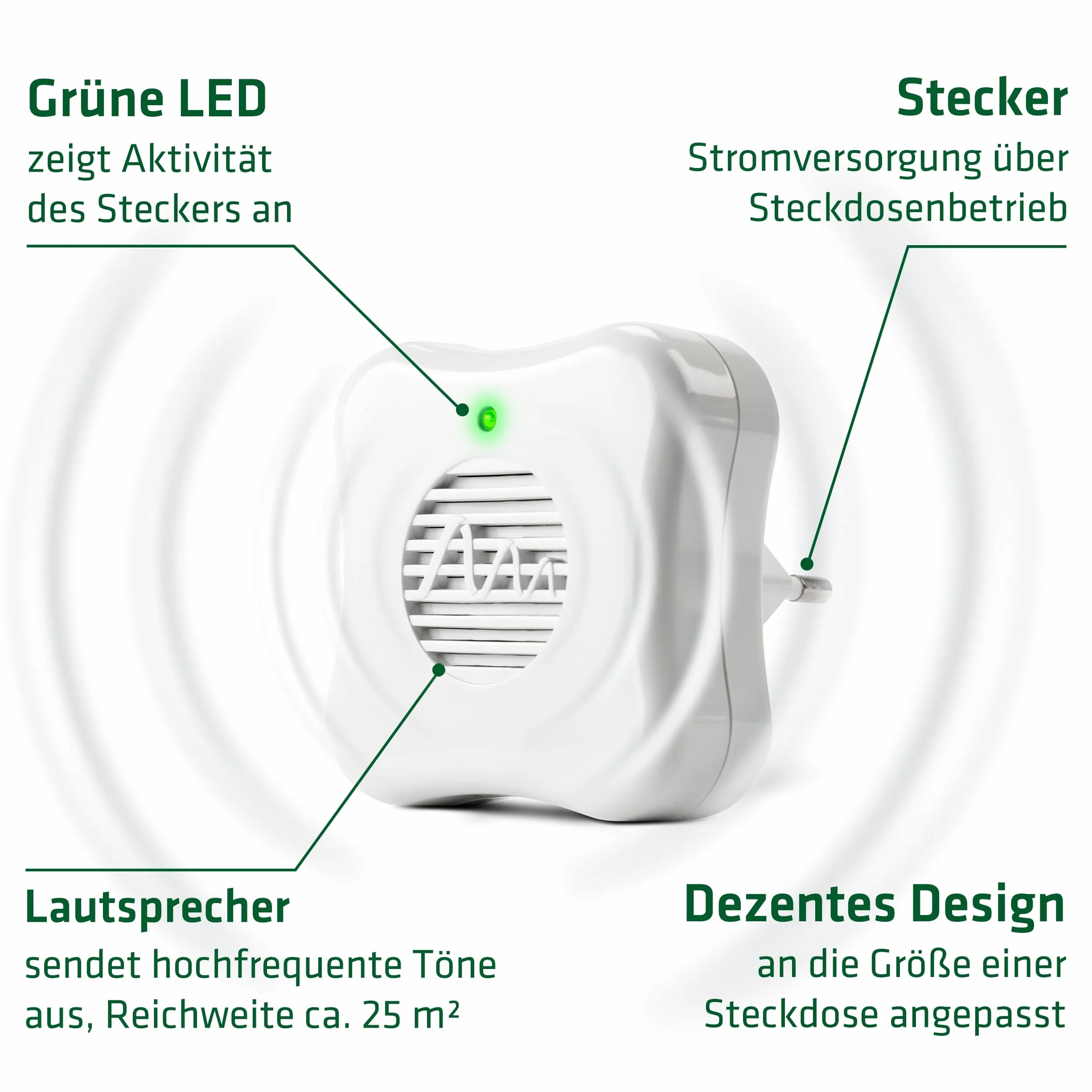 GARDIGO Wtyczka ultradźwiękowa do odstraszania pająków 2 szt. 25 m² 27 kHz