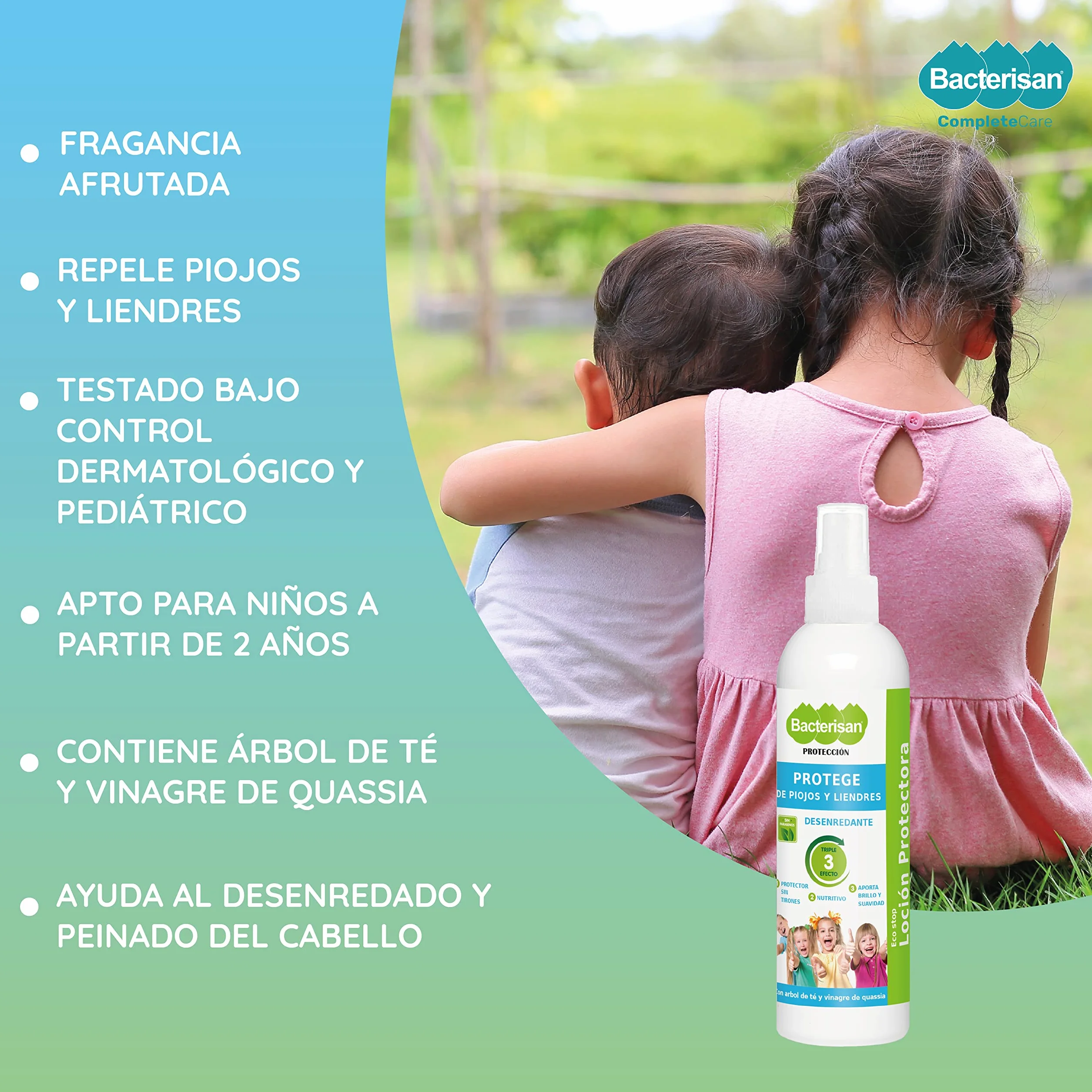 BACTERISAN Ochronny balsam rozplątywający 250 ml – chroni przed wszami i gnidami: codzienny spray z octem drzewa herbacianego i kwassia.