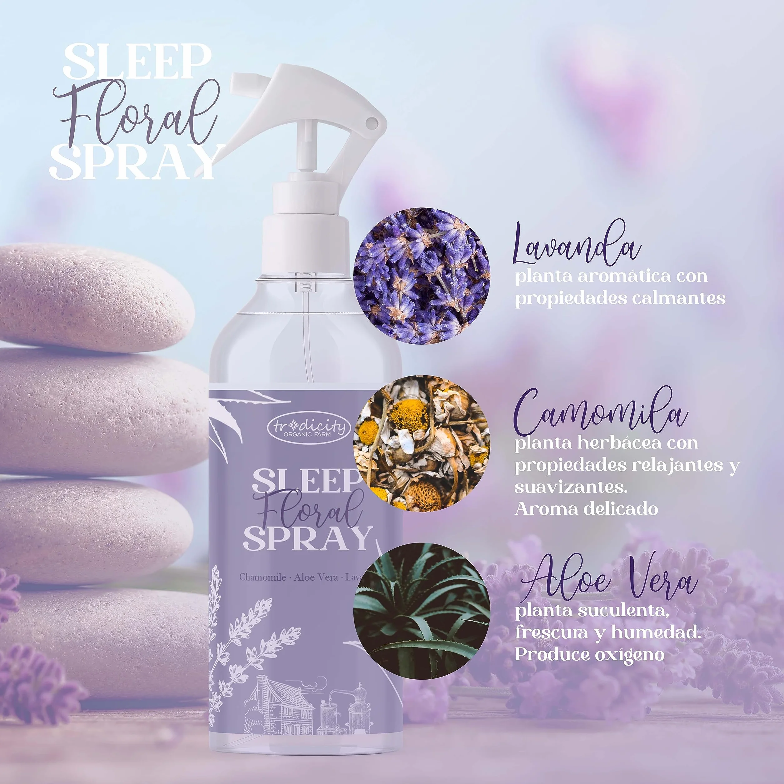 Sleep Pillow Spray Relaksująca mgiełka dla lepszego snu, olejki eteryczne z lawendy (relaksującej), aloesu (natleniania) i rumianku (uspokajający) (100 ml)