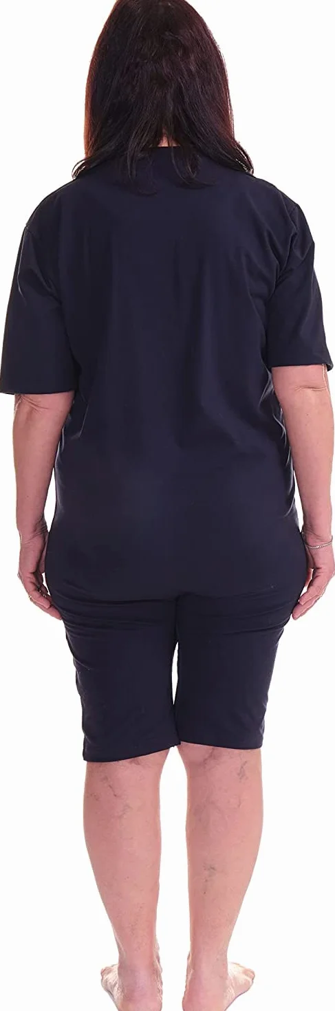 FERRUCCI COMFORT Bawełniane body sanitarne z zamkiem błyskawicznym wewnętrzna letnia noga, Unisex - 9076 - Made in Italy