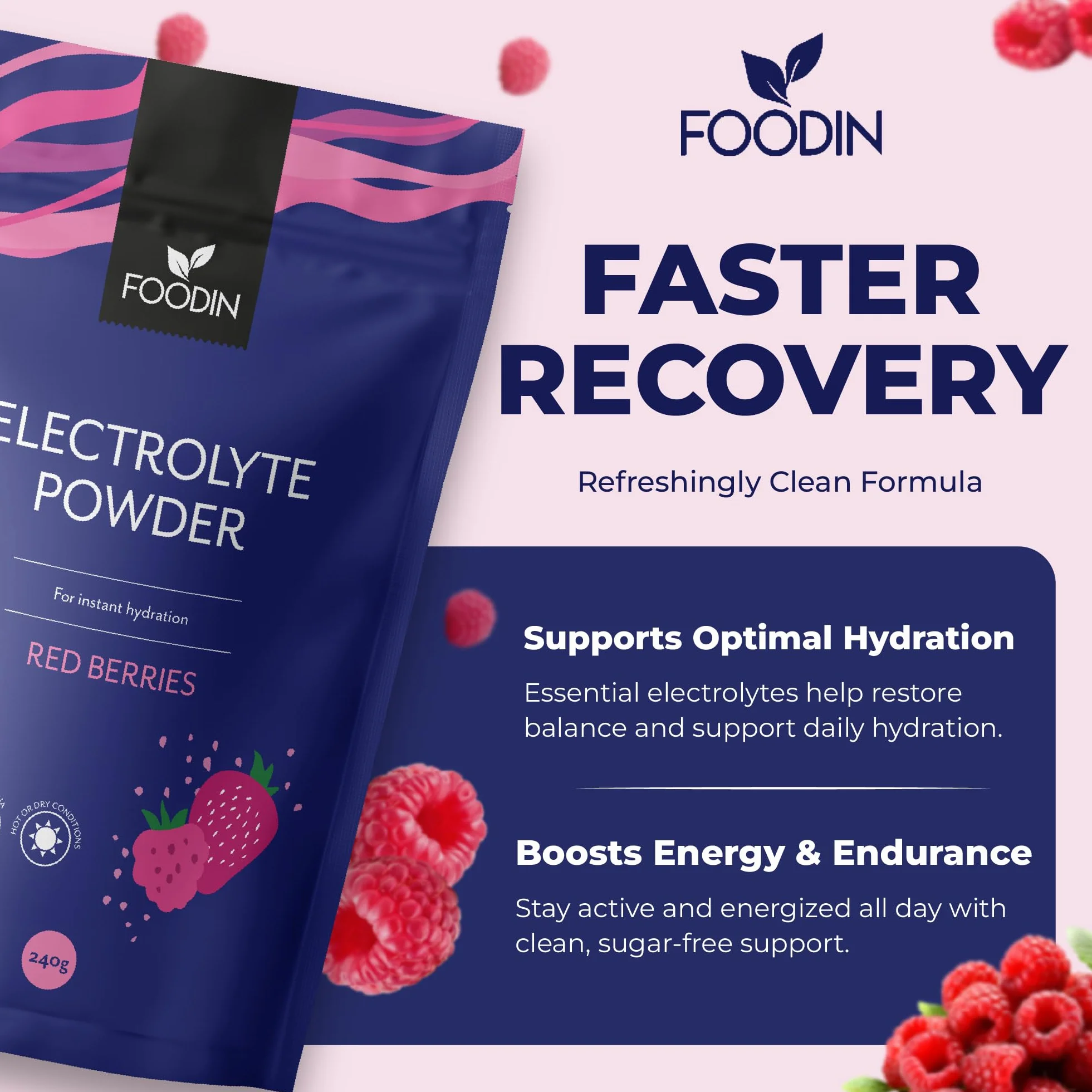 Electrolyte Powder, red Berries Flavour 240 g, bez cukru, a mimo to izotoniczny