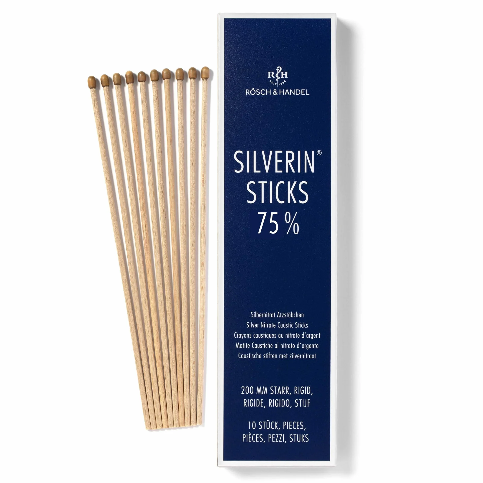Silverin pałeczki żrące z azotanu srebra, azotan potasu, pałeczki do żucia piekielnego kamienia, 10 sztuk, 75%, do brodawek, dzikiego mięsa, np. piercingu, pleśniawki, hemostazy
