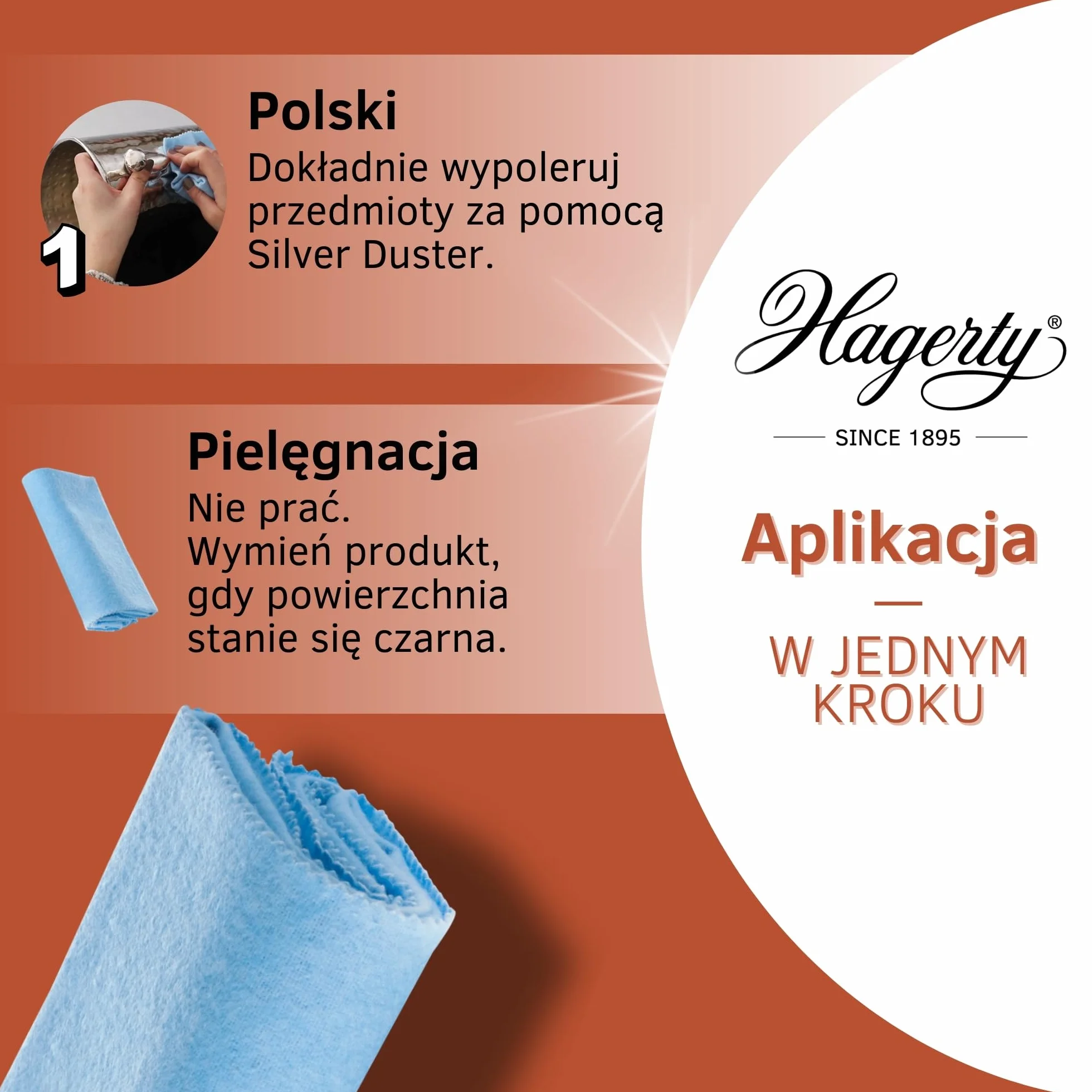 Hagerty Ściereczka czyszcząca srebro 55x36cm bawełniana ochroną przed nalotem