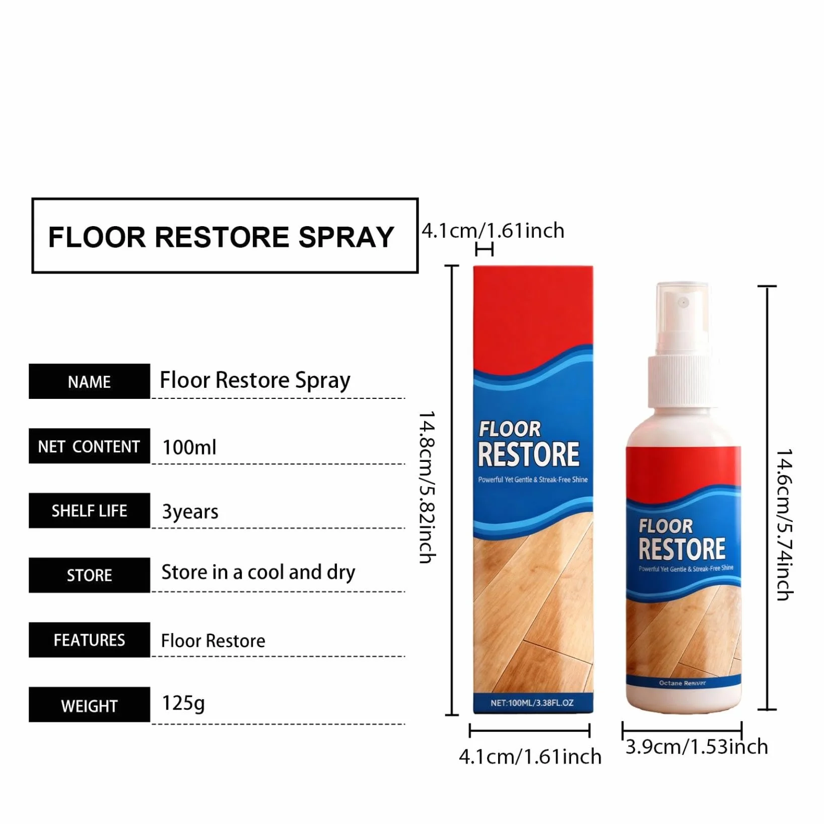 Floor Restore, środek do polerowania podłóg drewnianych, 100 ml, środek do renowacji, renowacja parkietu, ochrona przed zadrapaniami, długotrwały połysk, bez pozostałości (2 sztuki)