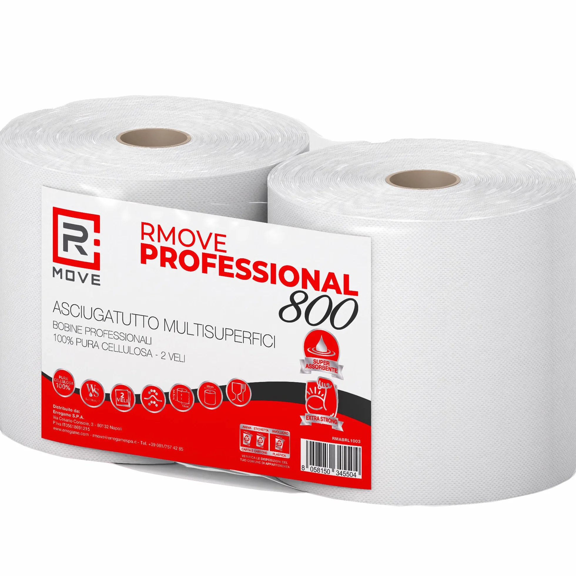 R MOVE 2 rolki papieru do suszenia 1,7 kg 900 rozdarć 2-warstwowa czysta celuloza ręcznik papierowy kuchenny