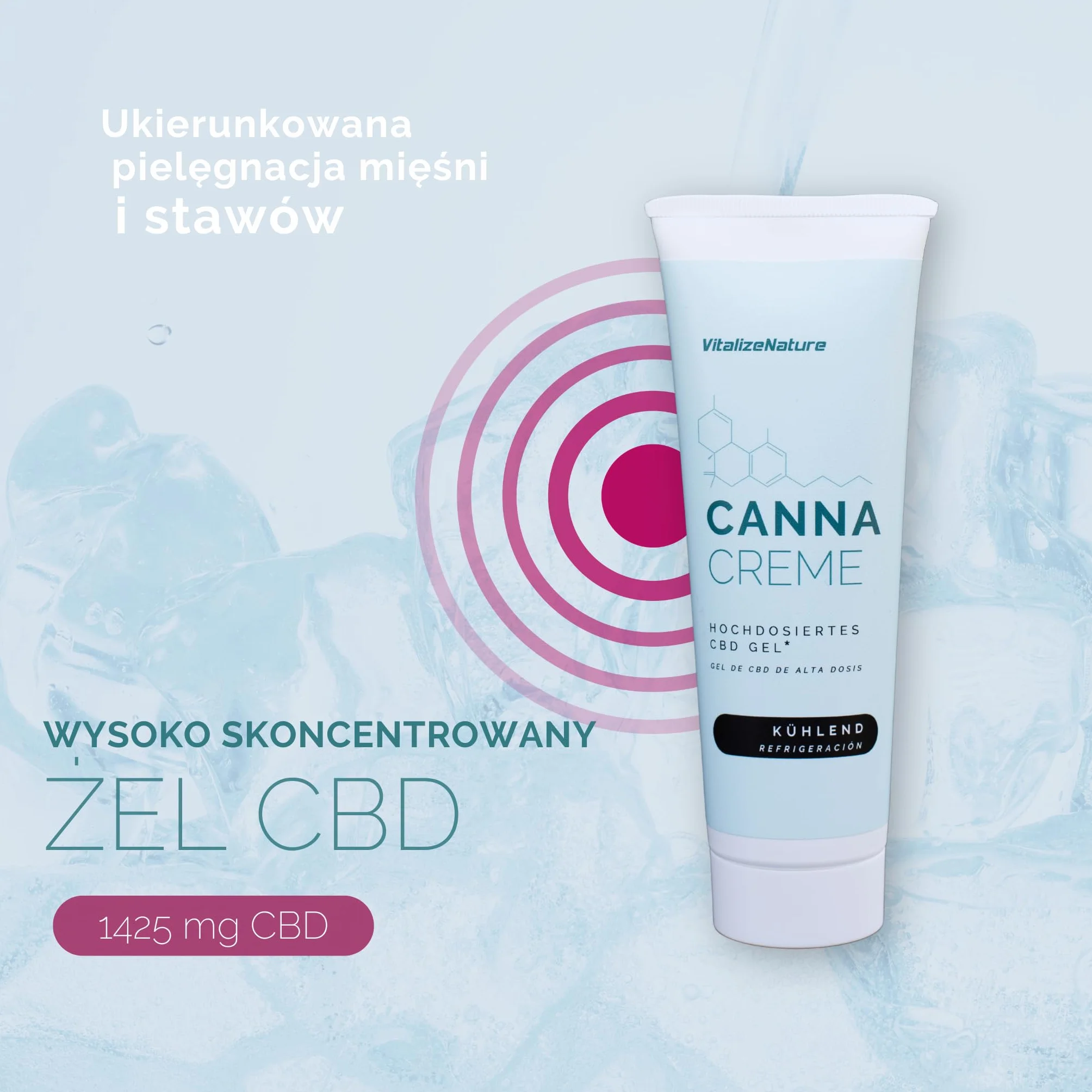 "Canna Creme" CBD Gel 1425 mg – żel chłodzący z miętą i mentolem – pielęgnacja mięśni i stawów, wspomaga regenerację i regenerację