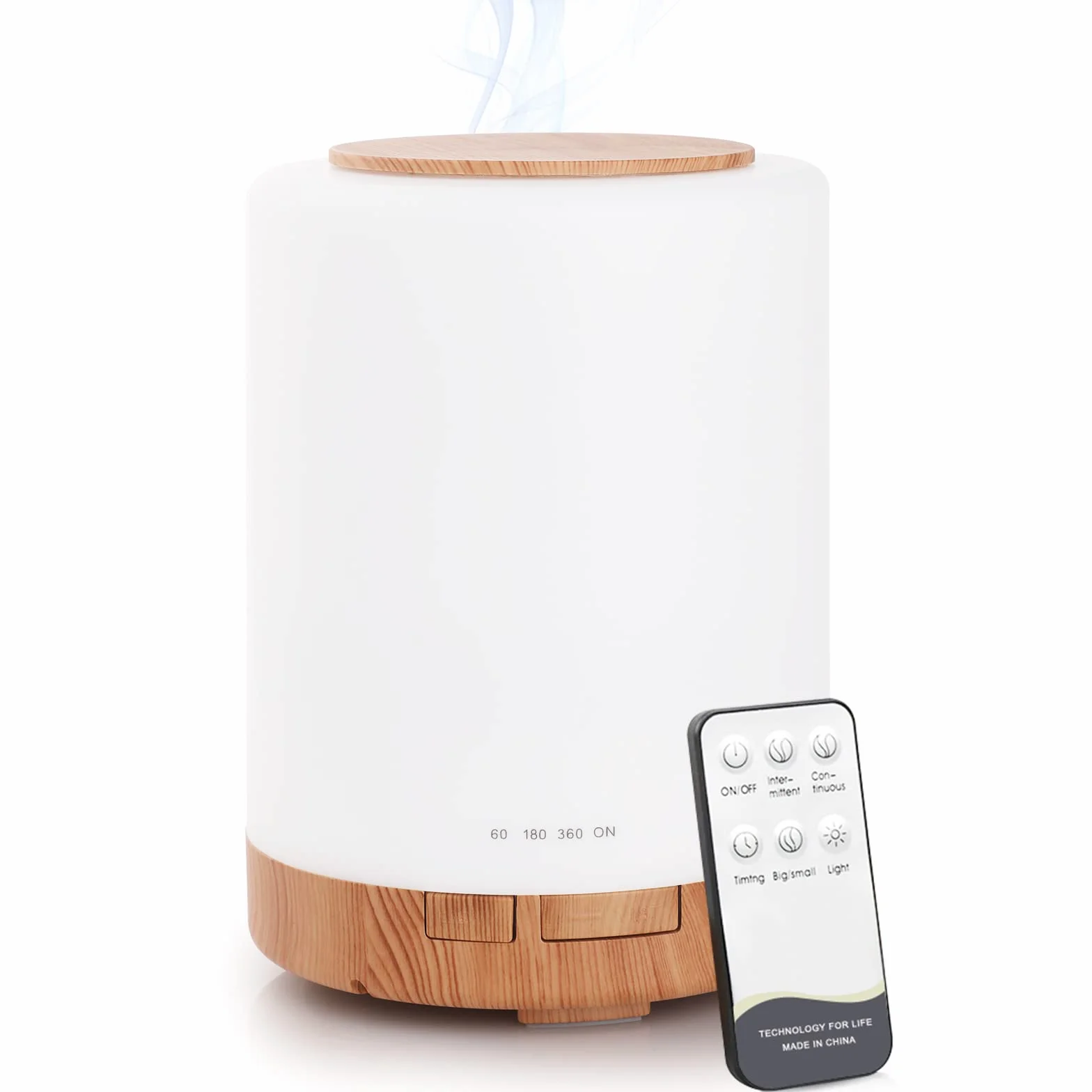 WD&CD Ultradźwiękowy dyfuzor zapachowy, 300 ml, nawilżacz powietrza, aromaterapia, dyfuzor olejków zapachowych z 7 kolorami LED, do domu, biura lub jogi – lekki rysunek słojów drewna