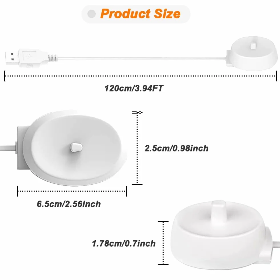 Xiatiaosann Ładowarka USB do szczoteczki elektrycznej Braun Oral B 3757 ładowarka USB do elektrycznej szczoteczki do zębów Oral-B (2 sztuki)