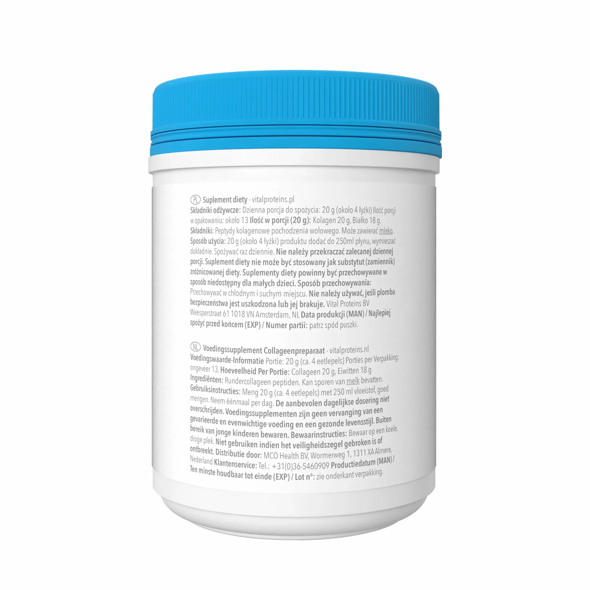 Suplement diety Vital Proteins Collagen Peptides w formie proszku, hydrolizowany kolagen o neutralnym smaku - wspiera skórę, włosy i paznokcie, bezglutenowy, 20g w porcji,1 opakowanie 264g