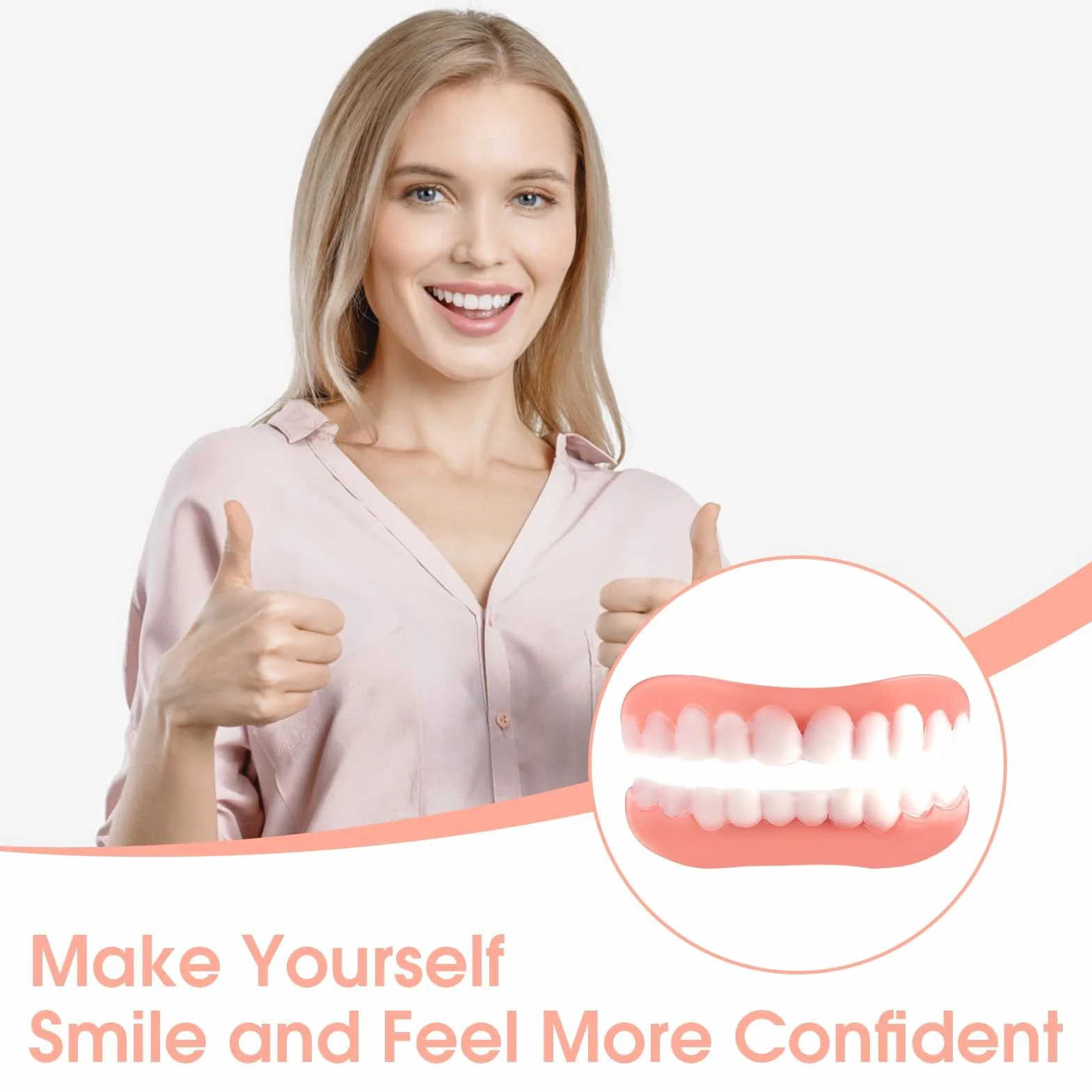 Snap on Perfect Smile Sztuczne Zęby 1 Para Zatrzaskowe Silikonowe Forniry Tymczasowe Wybielanie Proteza Górne Dolne