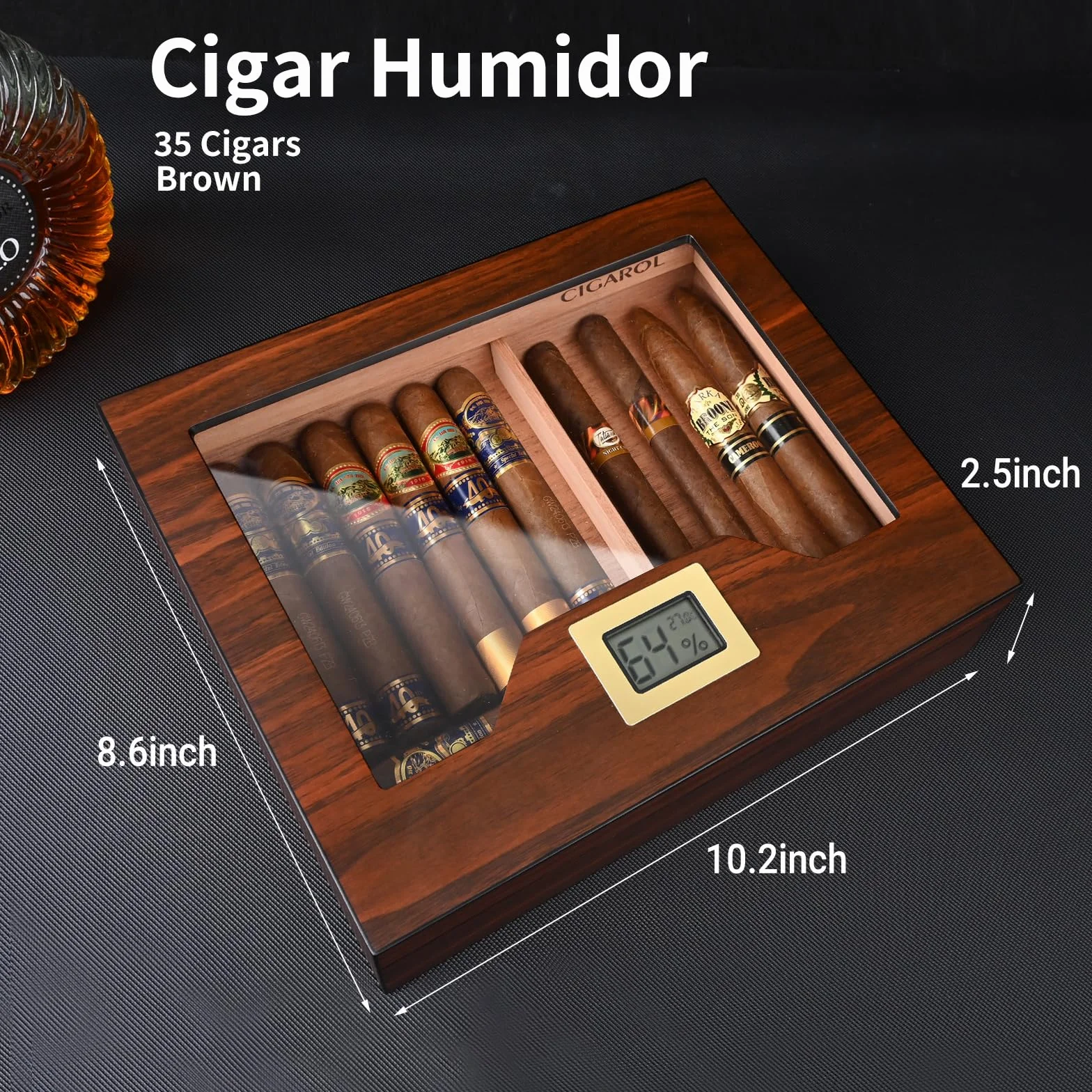 Humidor, ręcznie wykonane humidory, cygara, etui na cygara z nawilżaczem i higrometrem, na ok. 25-35 cygar, świetny prezent dla mężczyzn (bez cygar)
