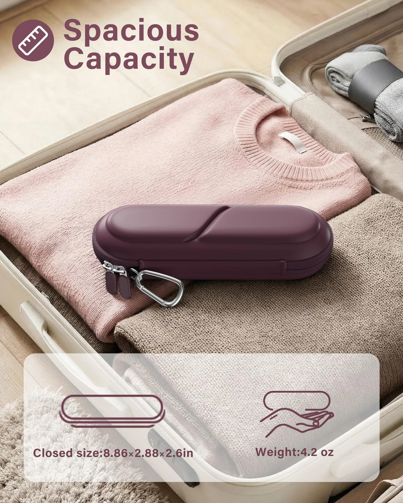 ProCase Etui na elektryczną szczoteczkę do zębów Oral-B Pro/Smartseries/iO Series/Phlips Sonicare, kompaktowy podróżny organizer ochronny na szczoteczki do zębów, pomieści akcesoria, śliwkowy
