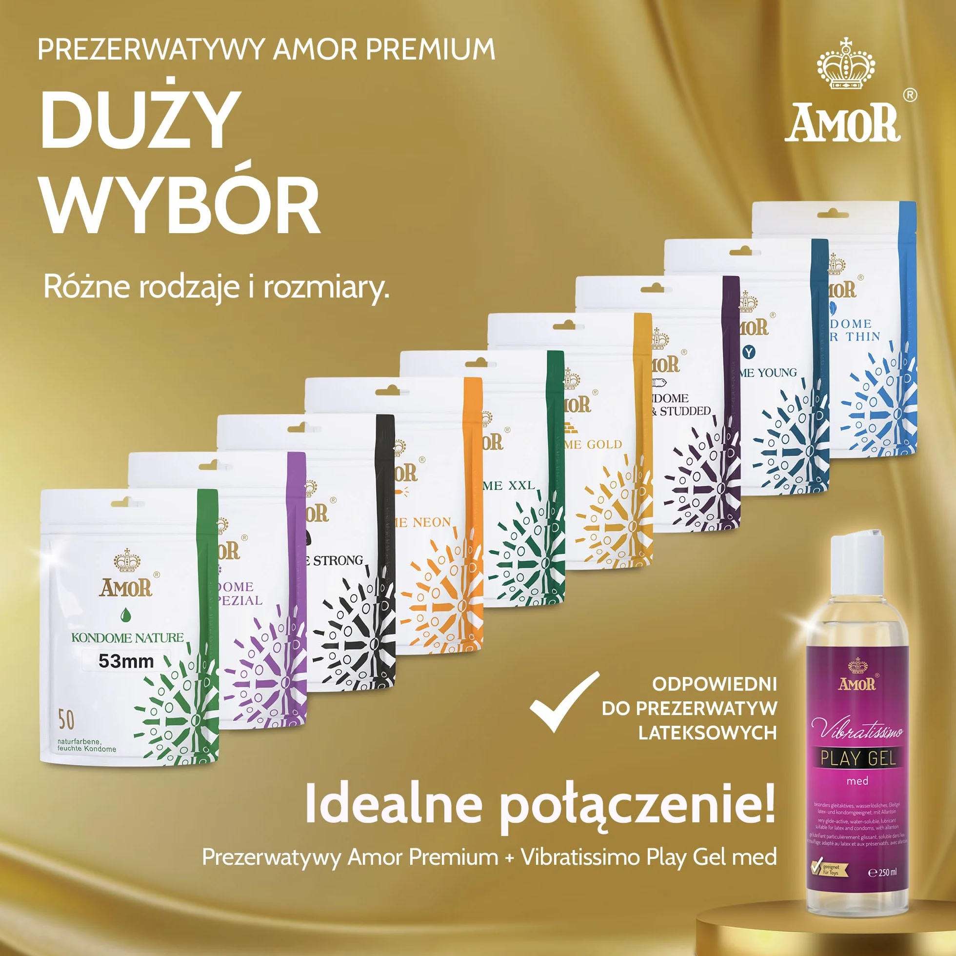 AMOR® Nature 53mm - opakowanie 100 prezerwatyw premium, autentyczne i wyjątkowo wilgotne