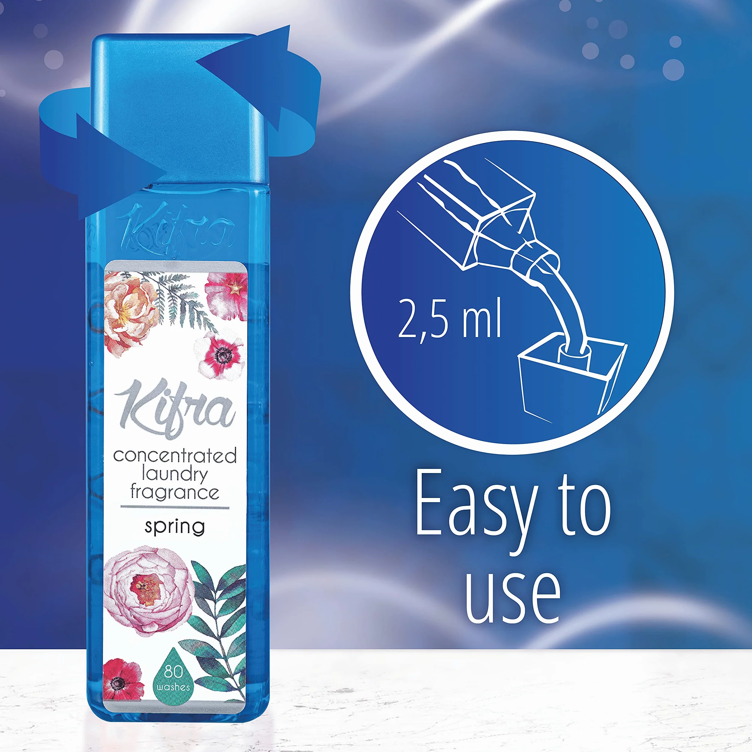 Kifra Spring skoncentrowane perfumy do prania, 200 ml, 80 cykli prania, długotrwały zapach do prania