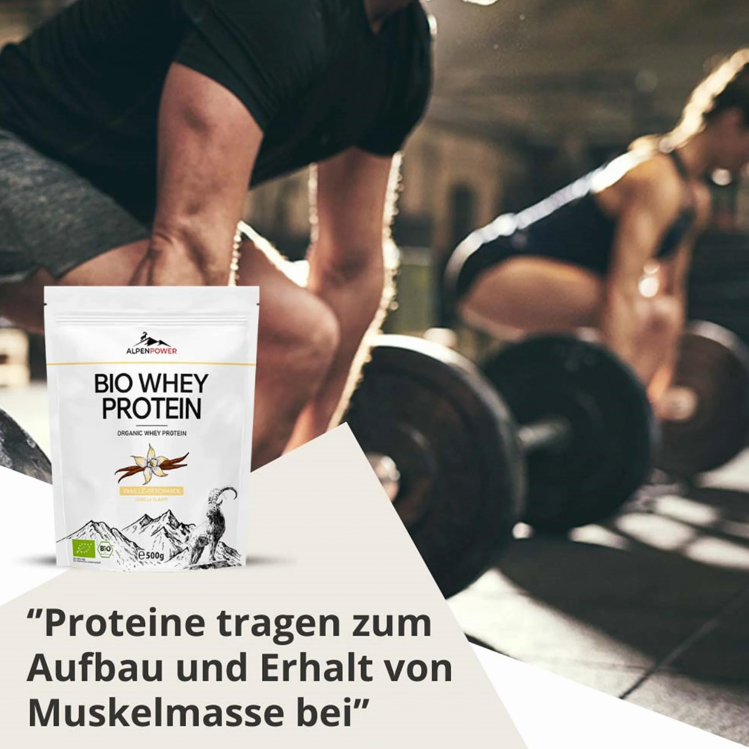 AlpenPower Bio WHEY Protein Vanilla 1 kg – 100% naturalne białko CFM w proszku