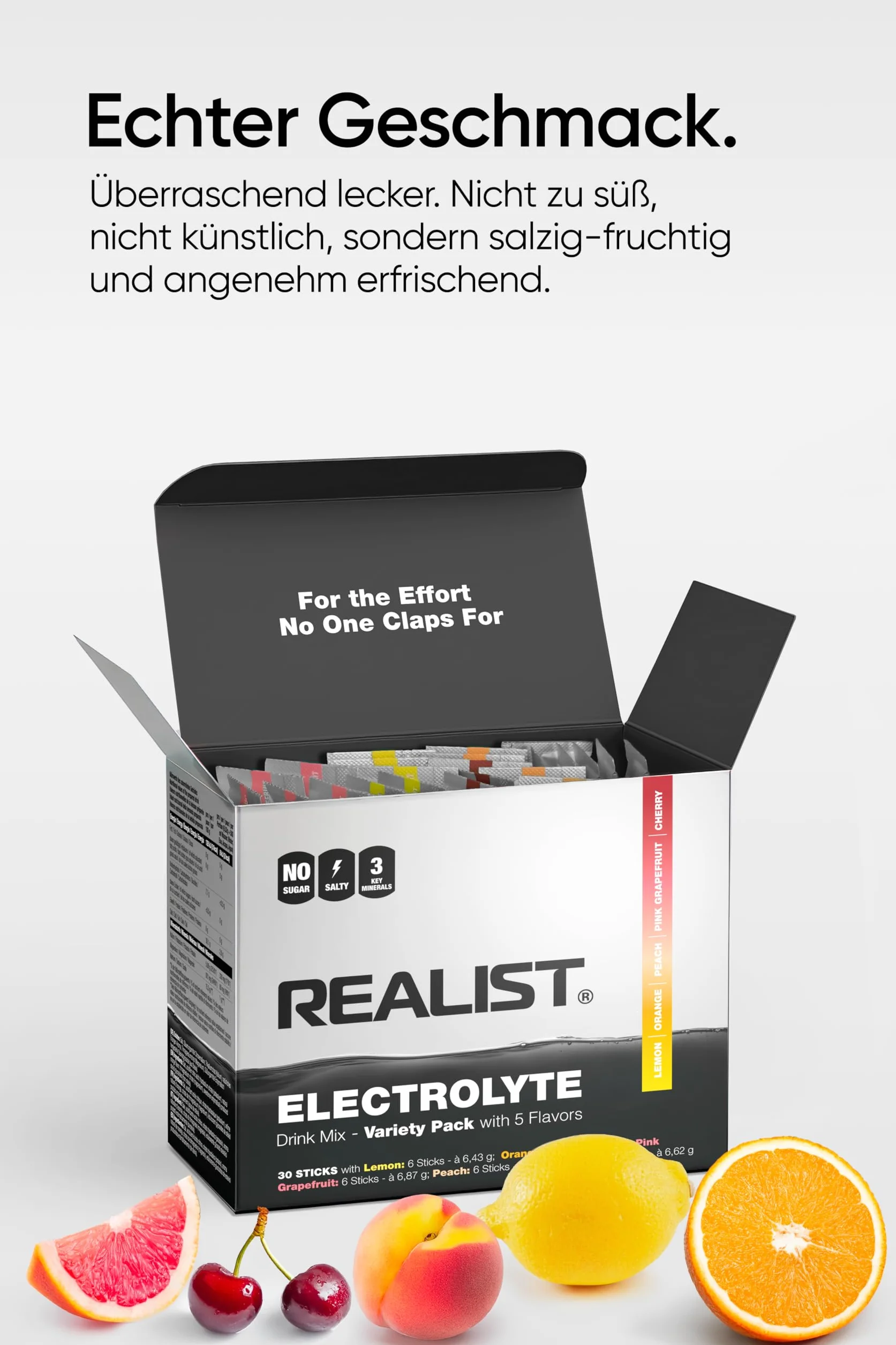 REALIST® Elektrolyty Bez Cukru [PROBNY PAKET] Elektrolity Bez Cukru - Elektrolity w Proszku dla Sportu & KETO z 1000 mg Sodu, 330 mg Potasu & 60 mg Magnezu - Wyprodukowane w Austrii (5 Rodzajów po 6