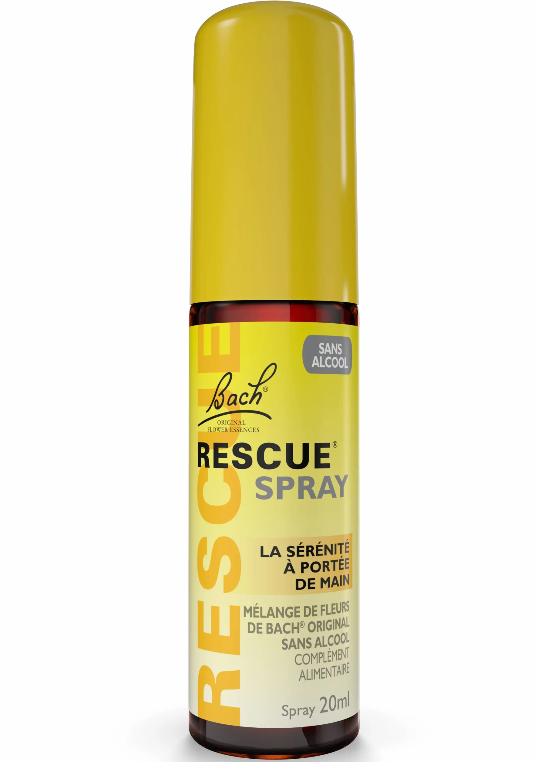 RESCUE - Bezalkoholowy spray Naturalne samopoczucie emocjonalne - Mieszanka 5 oryginalnych kwiatów Bacha - Idealny na codzienne stresy: podróże, egzaminy, spotkania, pracowity dzień - 20 ml