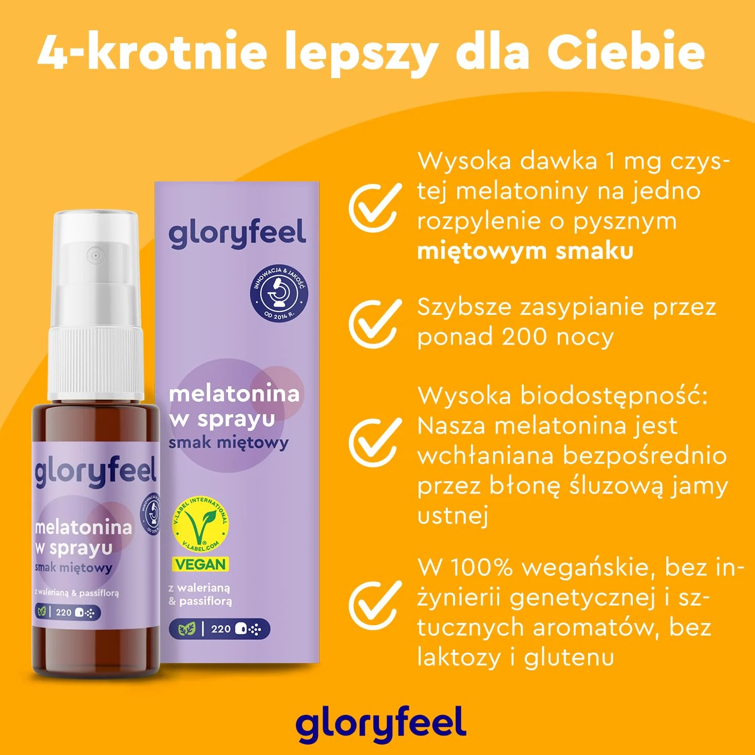 Melatonina w sprayu - z walerianą, lawendą + ekstraktem z melisy, wit. B6 i B1-1 mg melatoniny, 220 rozpyleń - w 100% wegańskie, testowane laboratoryjnie i wyprodukowane w Niemczech bez dodatków