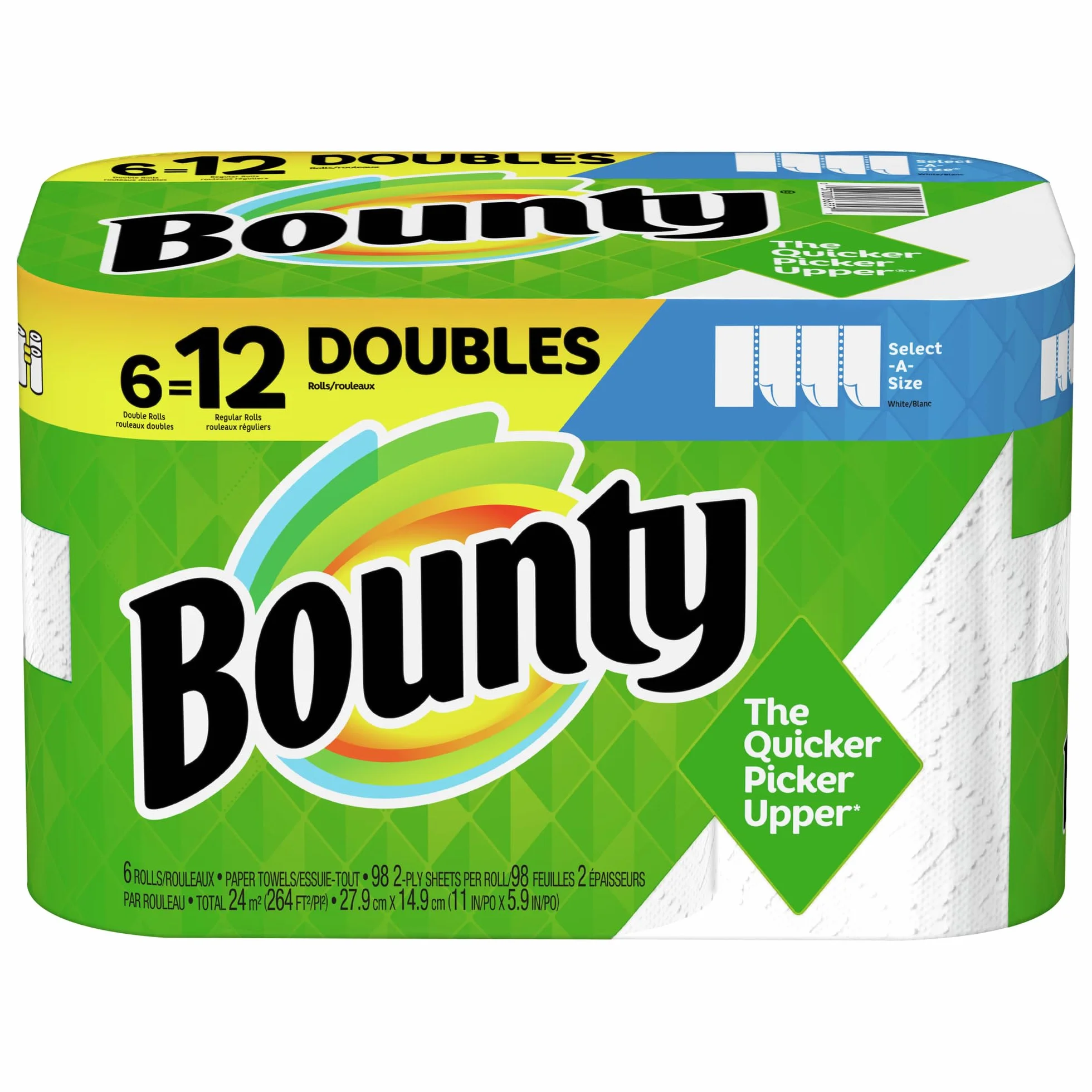 Bounty Ręczniki papierowe białe duże rolki 6 sztuk 74 arkusze