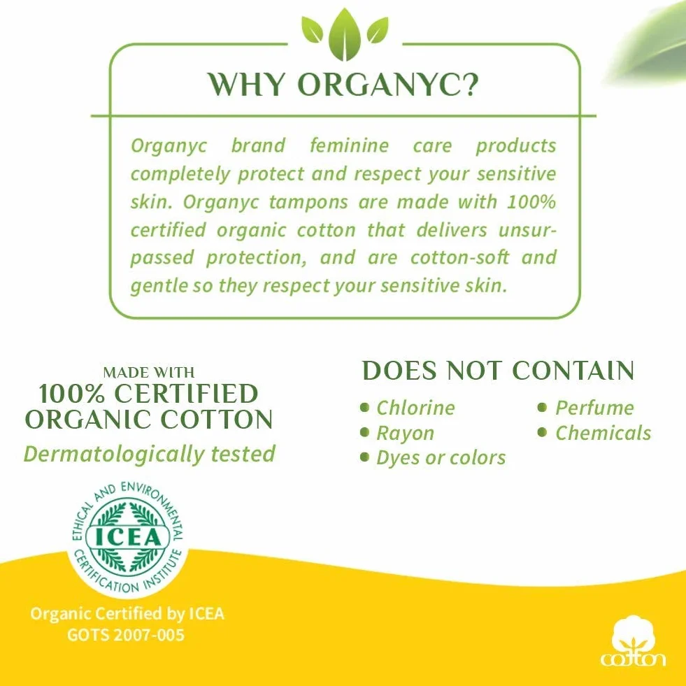 Organyc Tampons Regular ze 100% bawełny biologicznej 4 sztuki