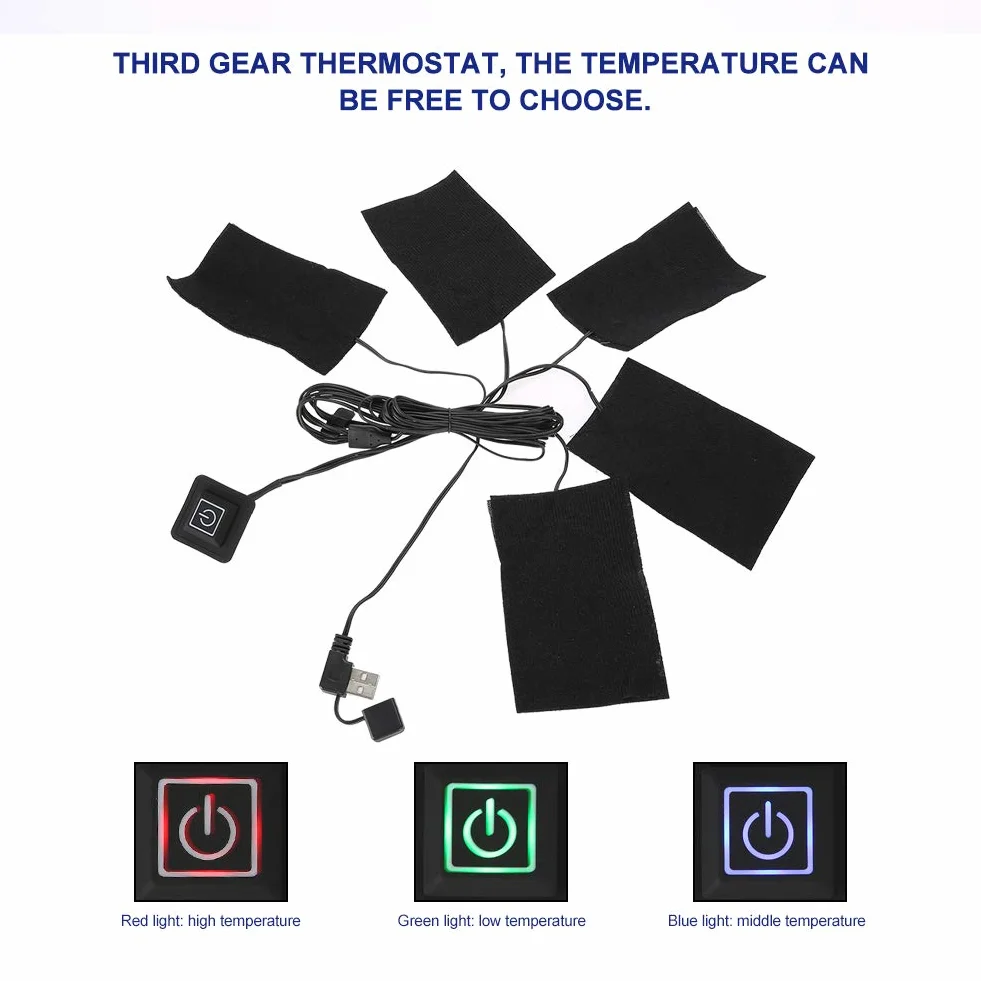 Elektryczna mata grzewcza na USB, 5 przenośnych, wodoszczelnych, składanych podkładek grzewczych, regulowana temperatura, element grzejny, narzędzie do podgrzewania