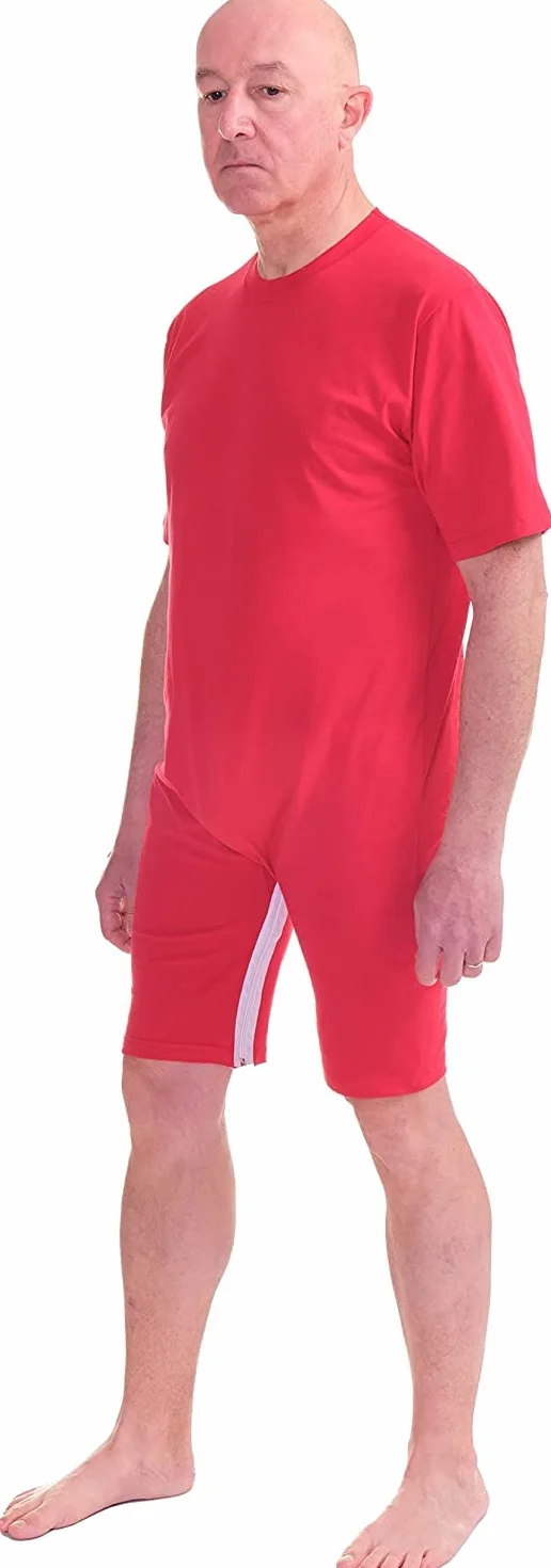 FERRUCCI COMFORT Bawełniane body sanitarne z zamkiem błyskawicznym wewnętrzna letnia noga, Unisex - 9076 - Made in Italy