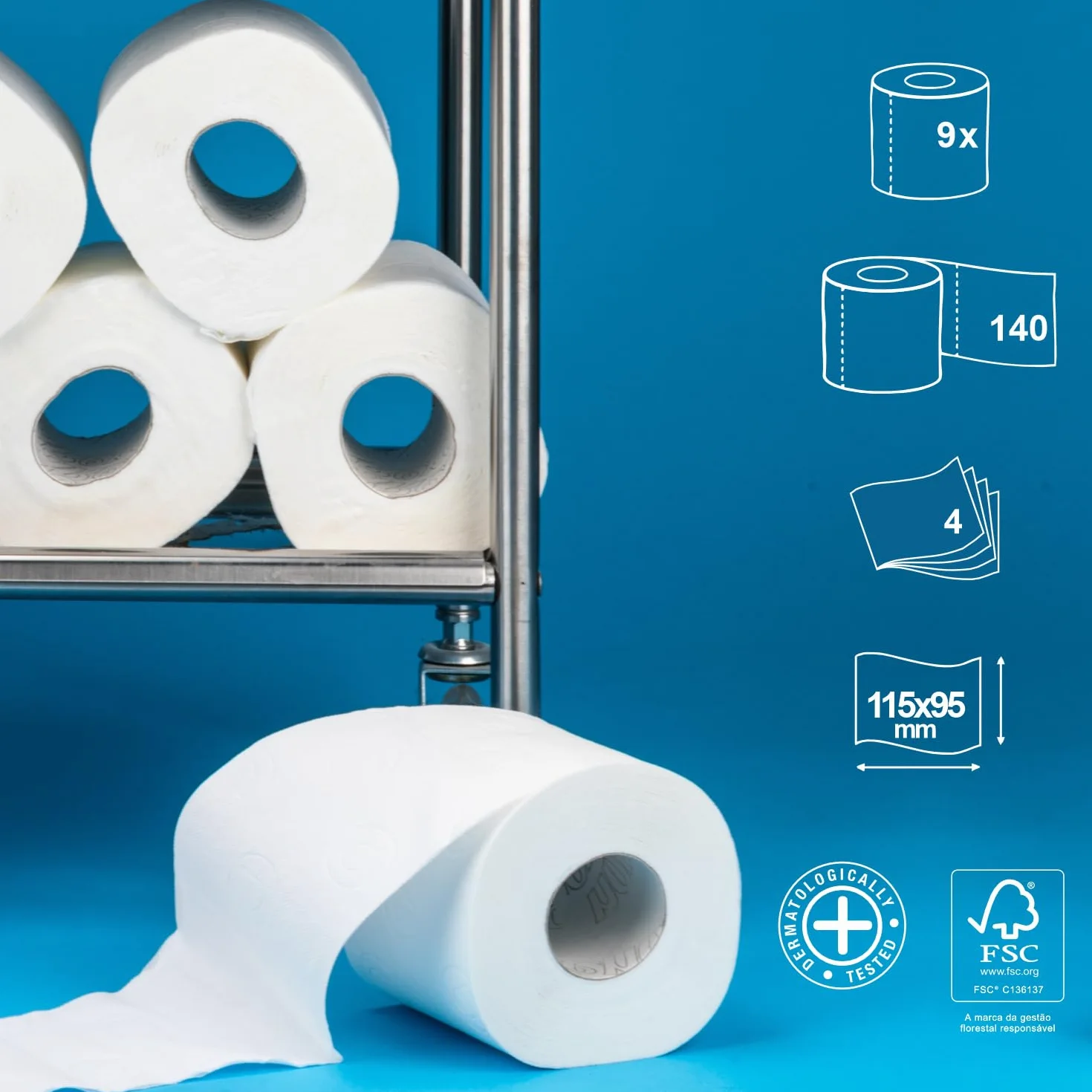 Renova Royal 200045194 Papier Toaletowy, Biały, 9 Sztuk